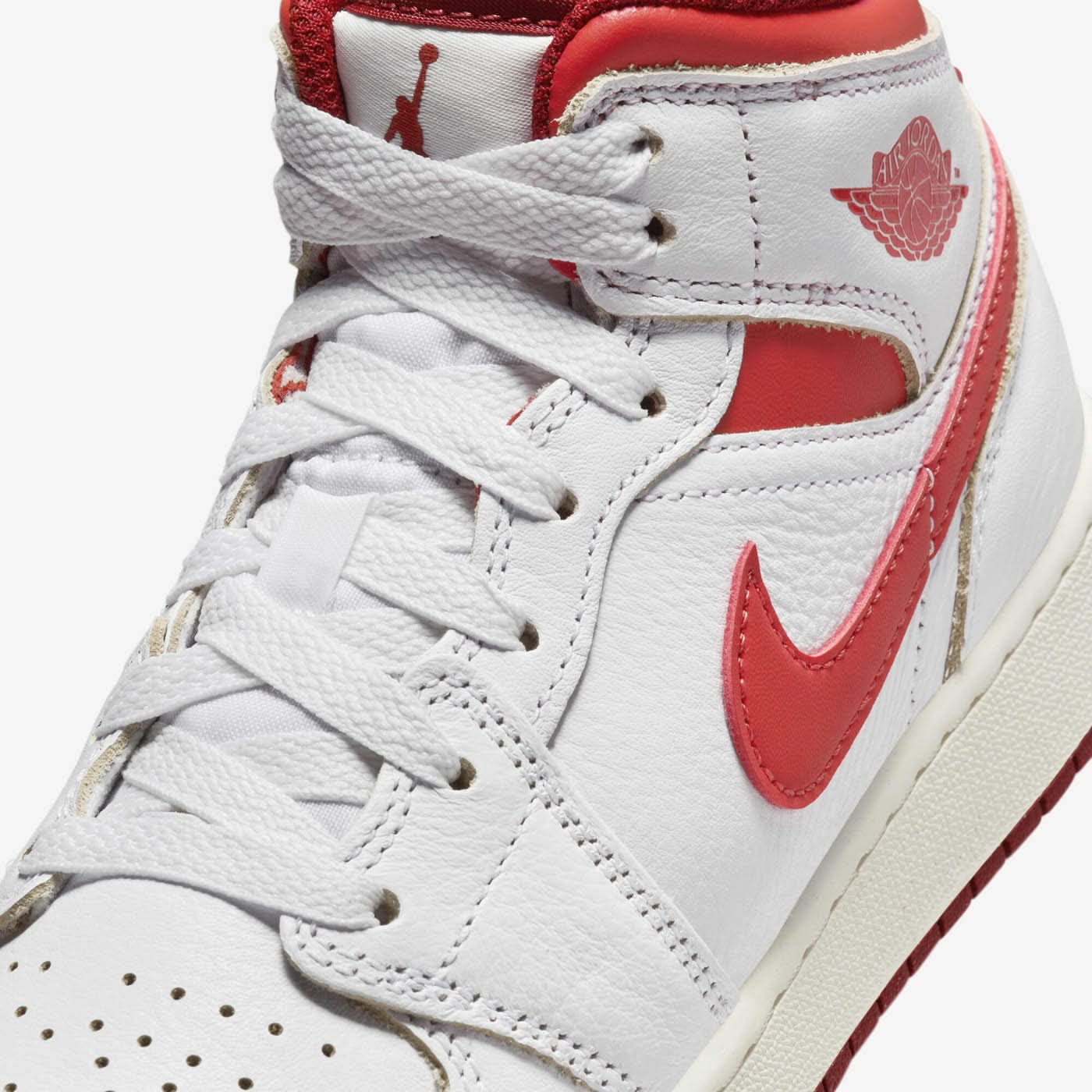 Air Jordan 1 Mid SE 'White Dune Red' Sneakers - Image 7