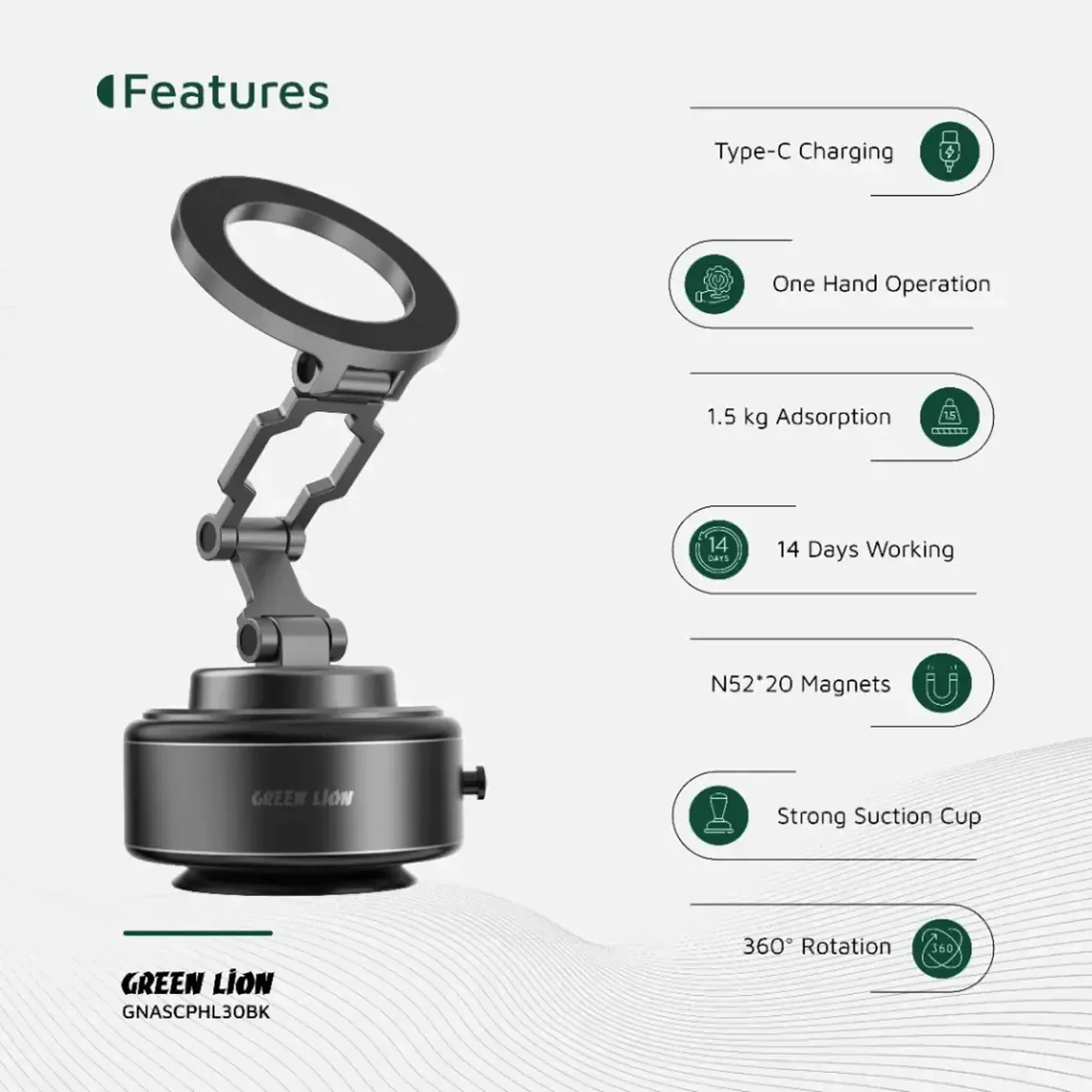Green Lion Auto Suction Phone Holder - Image 10