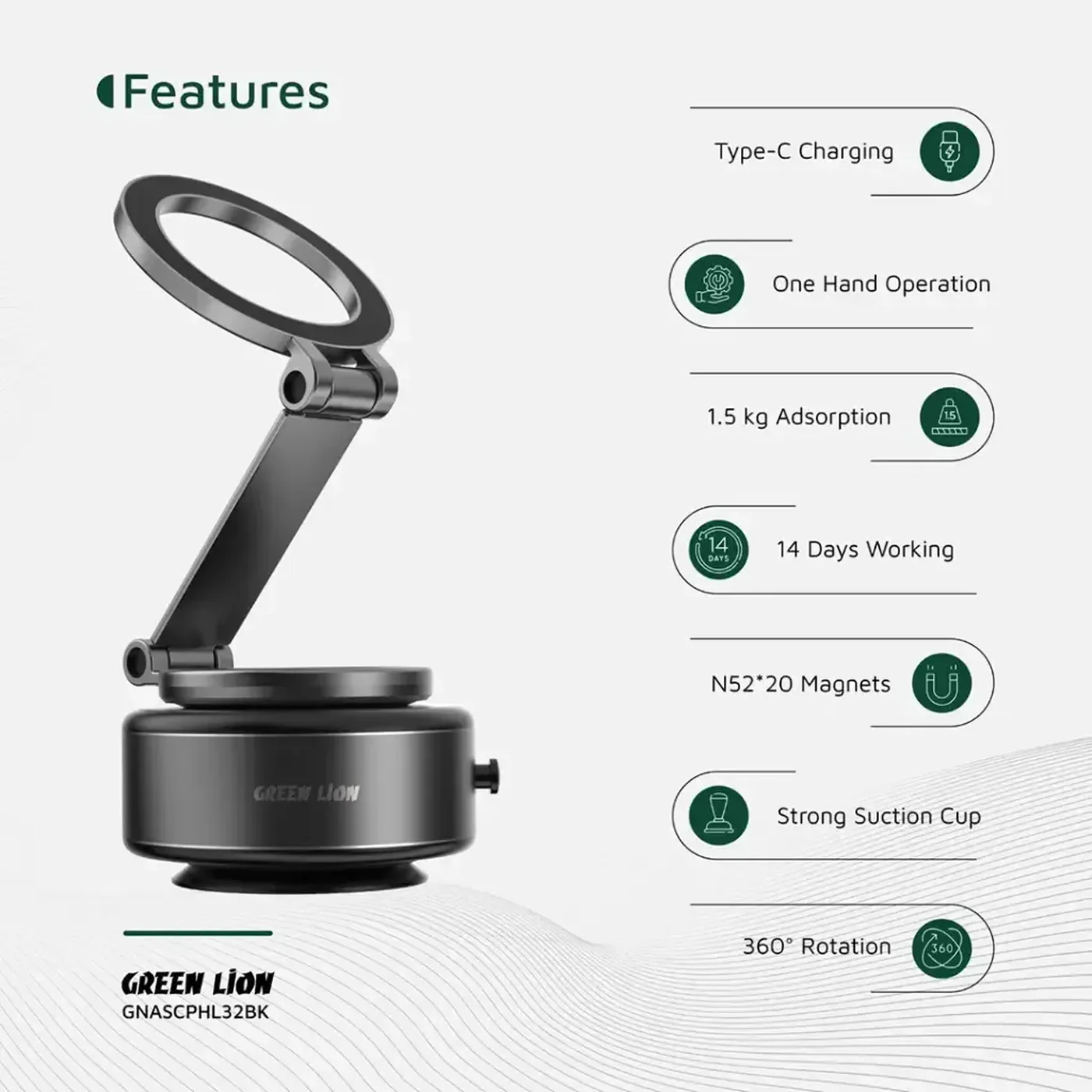 Green Lion Auto Suction Phone Holder - Image 24