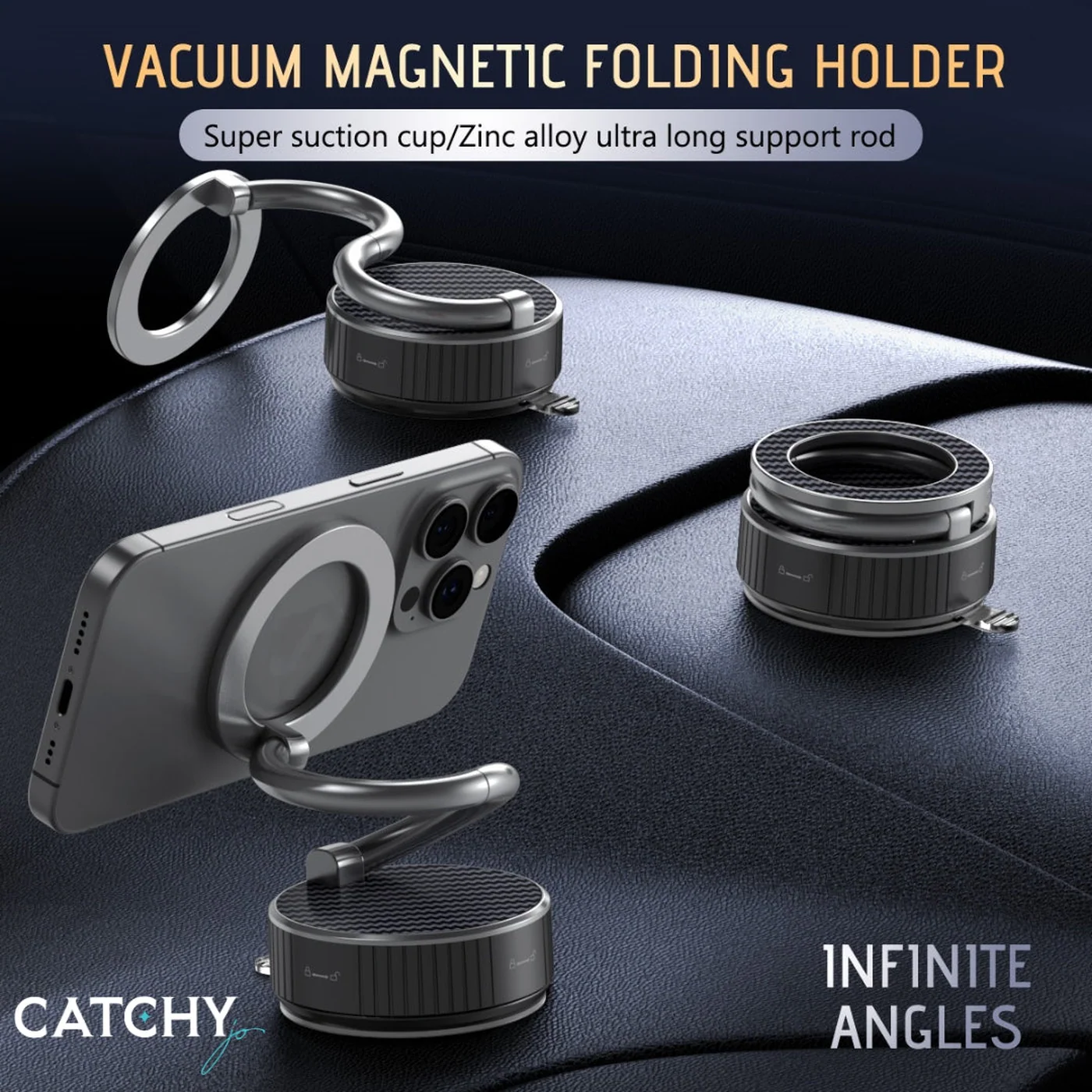 H3 Metal Magnetic 360-Degree Rotating Car Phone Holder - Image 2