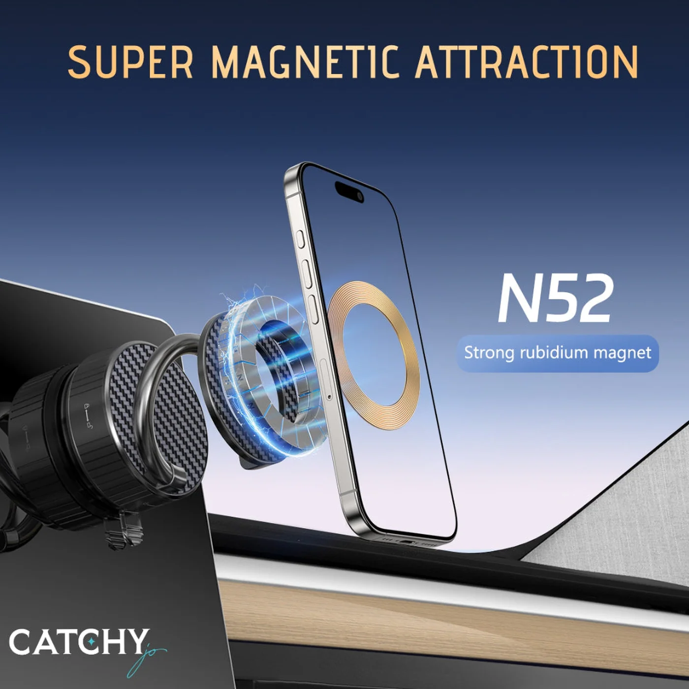 H3 Metal Magnetic 360-Degree Rotating Car Phone Holder - Image 3