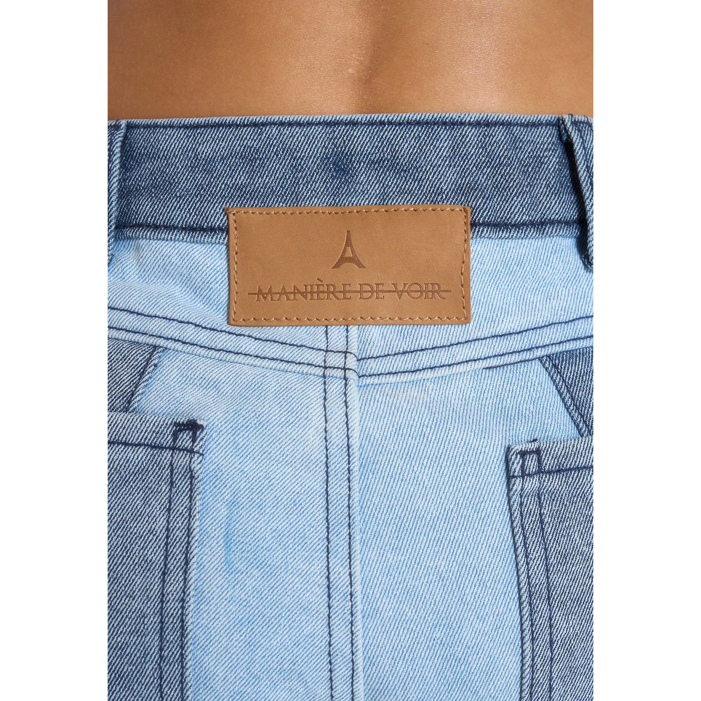 Manière De Voir Jacinda Colour Block Denim Jeans Mid Blue - Image 2
