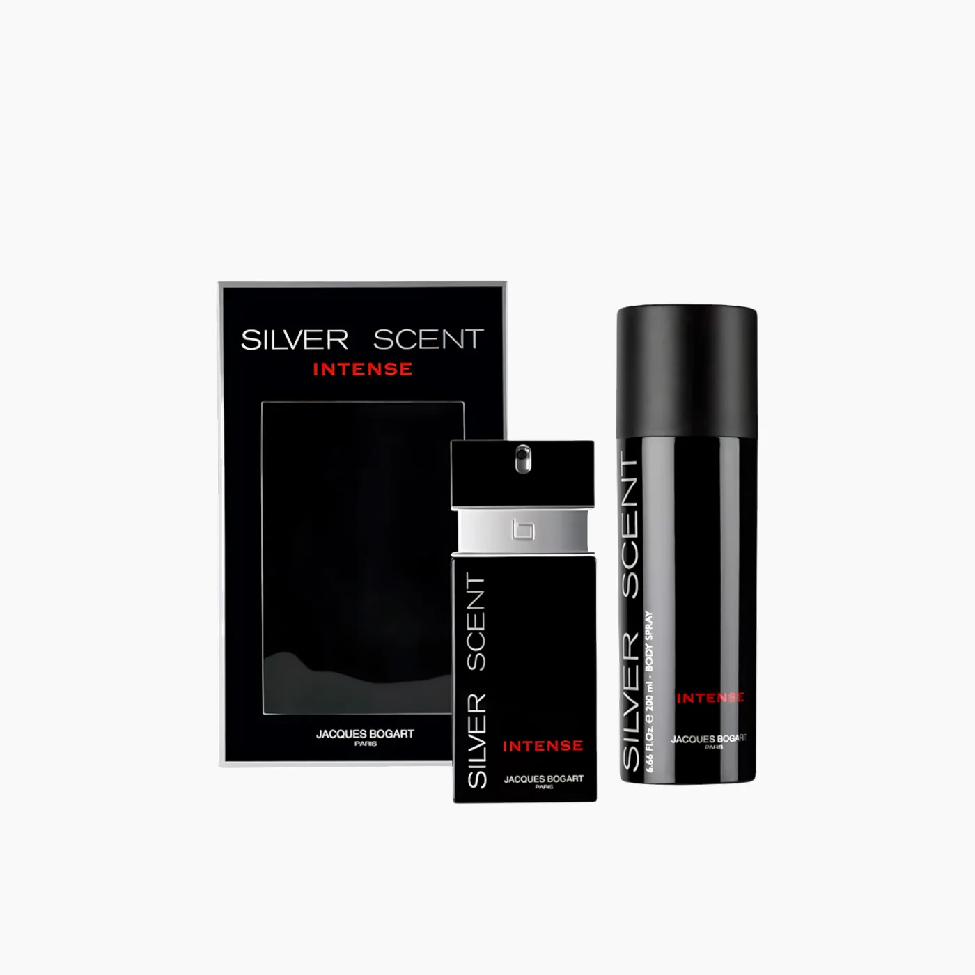 Jacques Bogart Silver Scent Intense EDT 100Ml + Body Spray 200Ml Gift Set For Men