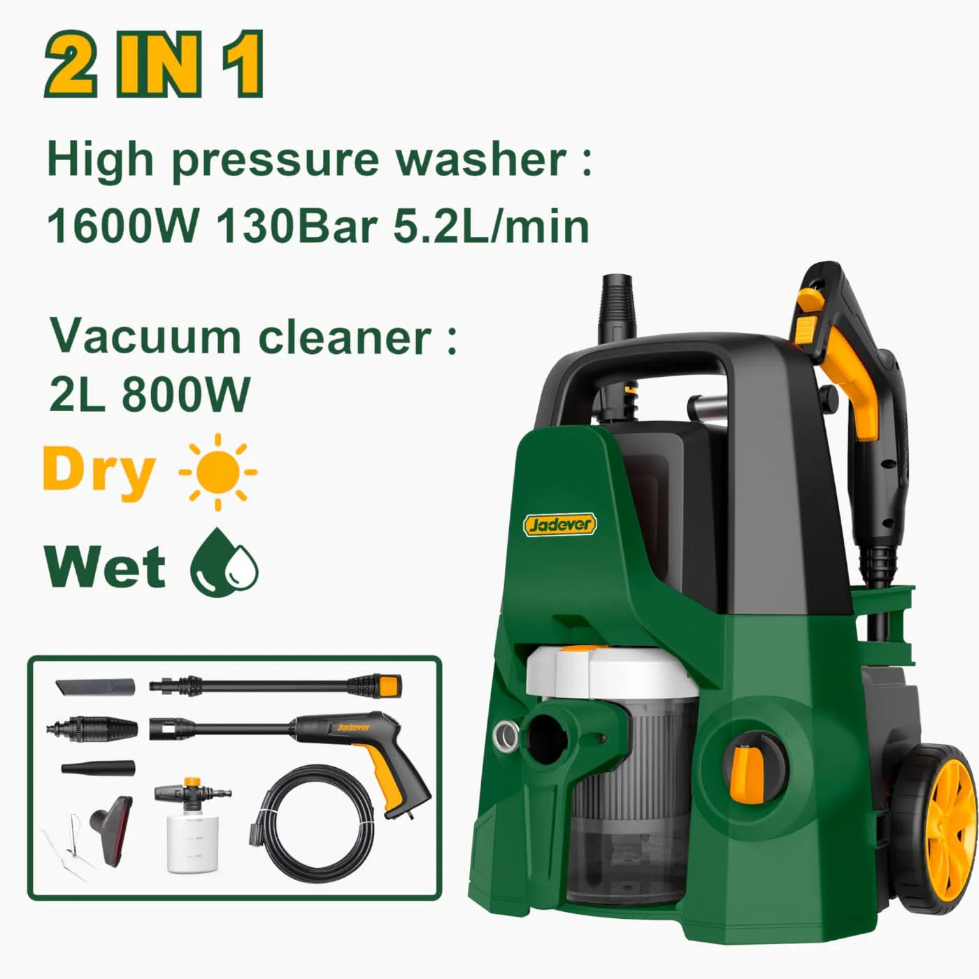 Jadever 130 Bar 1600W Car Washer - Image 2