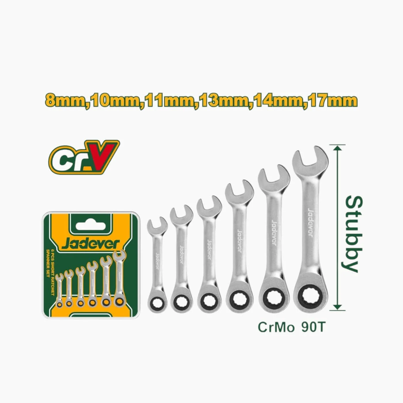 Jadever 6 Piece Short Ratcheting Split Ring Wrench Set - Image 2