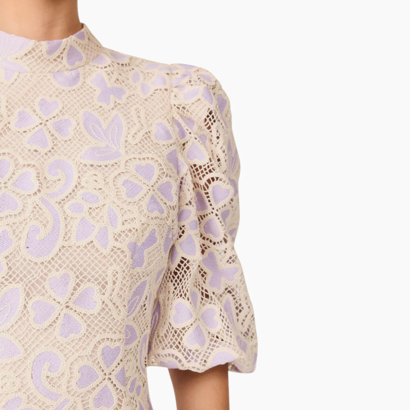 Elliott Jasmine Puff Sleeve Mini Dress in Purple & Beige - Image 8
