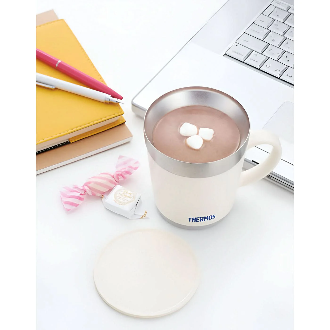 White Stainless Steel Vacuum Desktop Mug 350 mL - Image 4