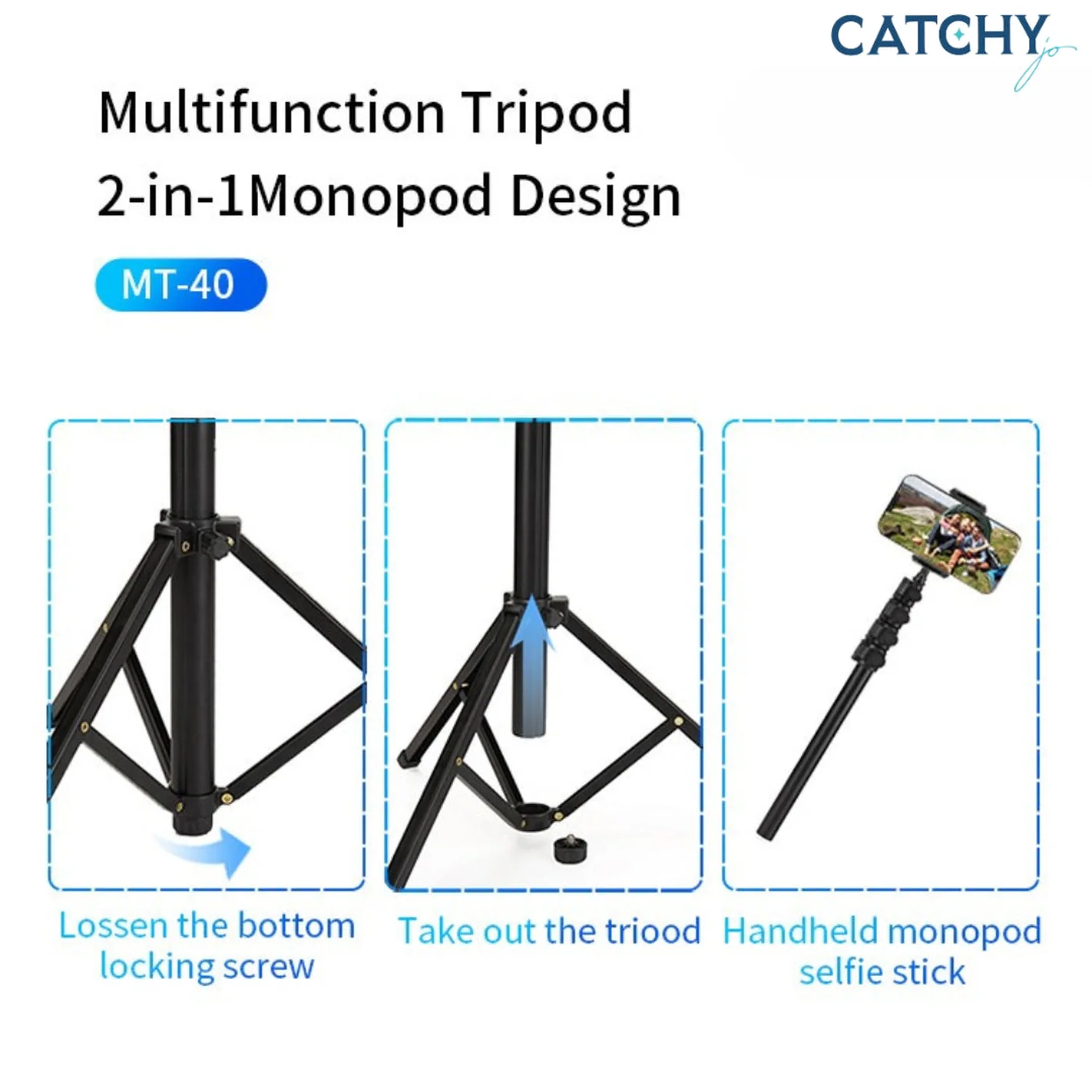 JMARY MT-40 2-in-1 Monopod Selfie Stick Tripod - Image 3