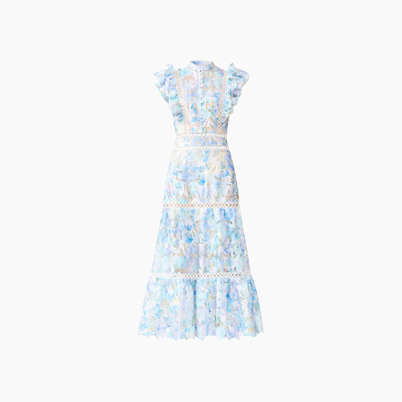 Elliatt Kalissa Ruffle Maxi Dress in Blue Floral