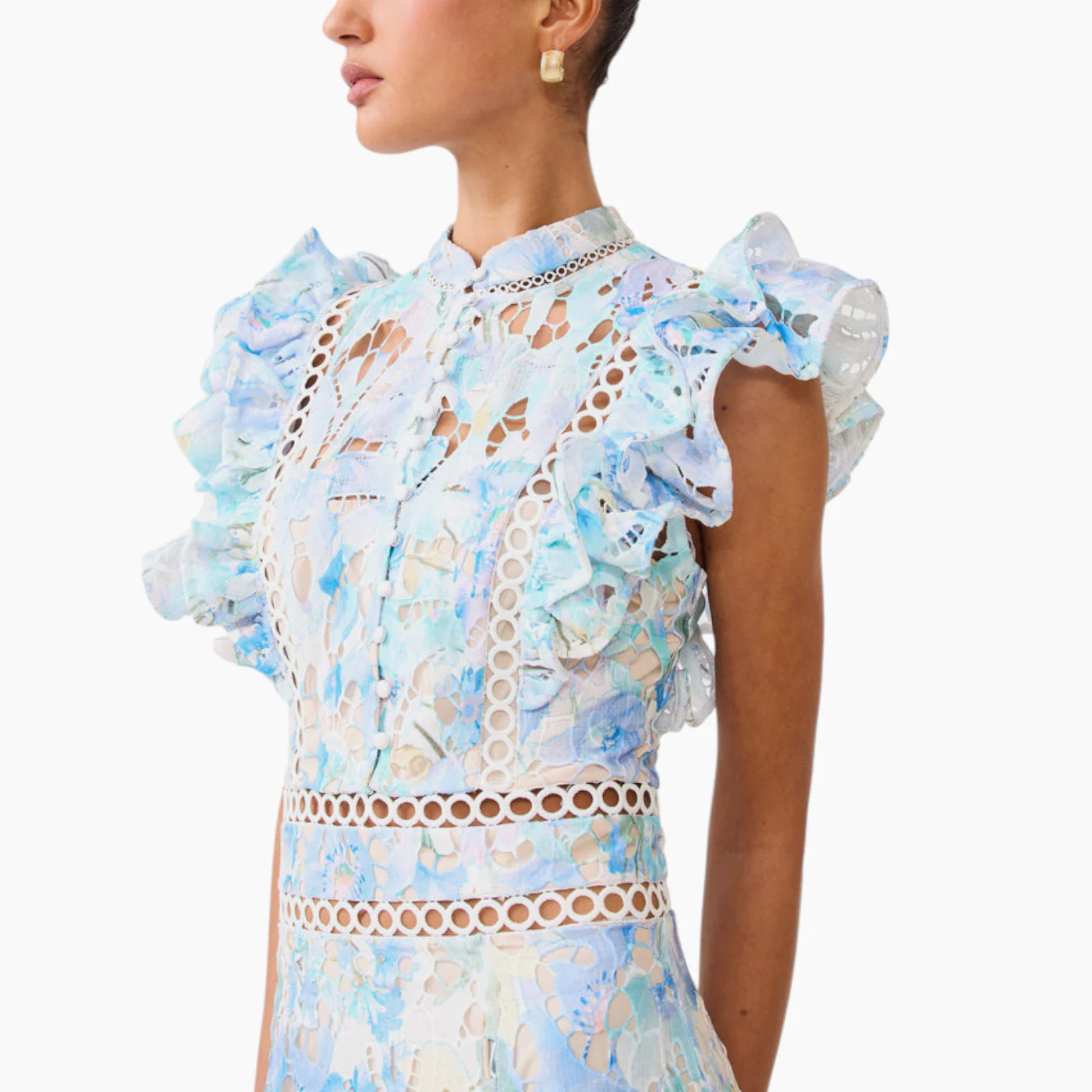 Elliatt Kalissa Ruffle Maxi Dress in Blue Floral - Image 3