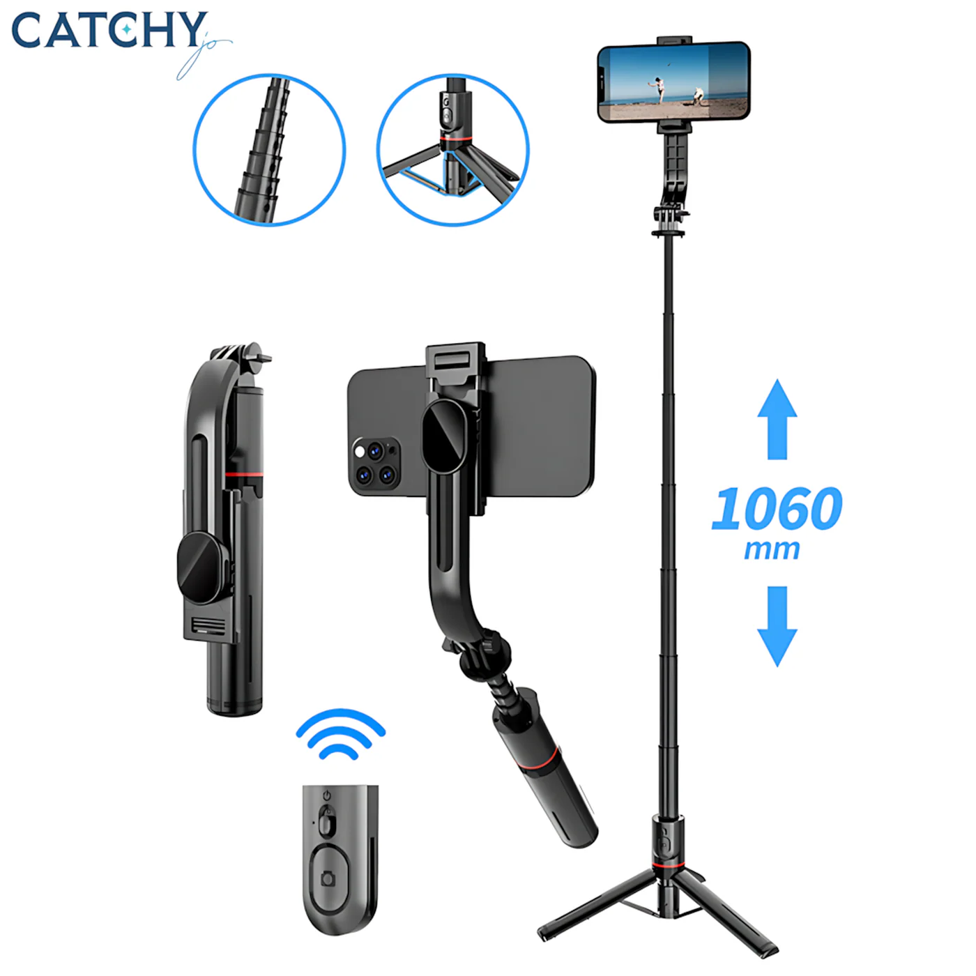 C.JO L12 Wireless Remote Control Portable Handheld Selfie Stick - Image 5