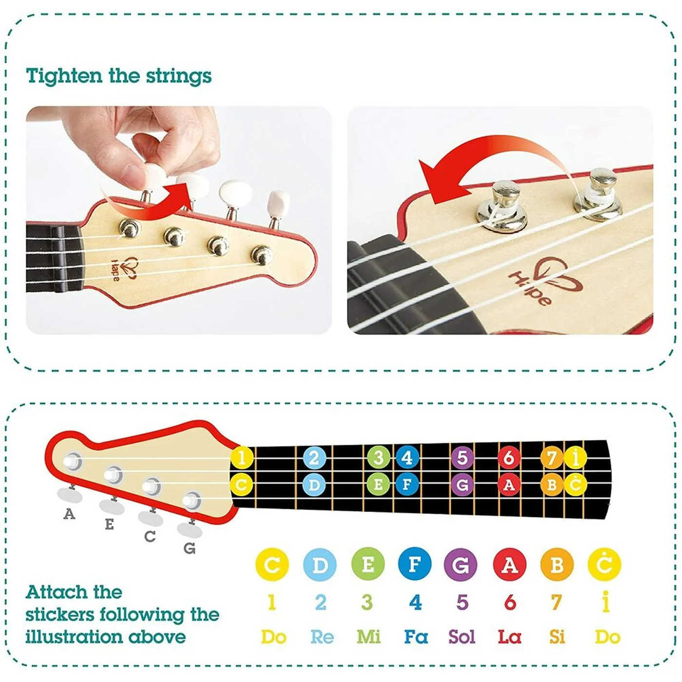 Hape Learn With Lights Interactive Wooden Ukulele - Image 12
