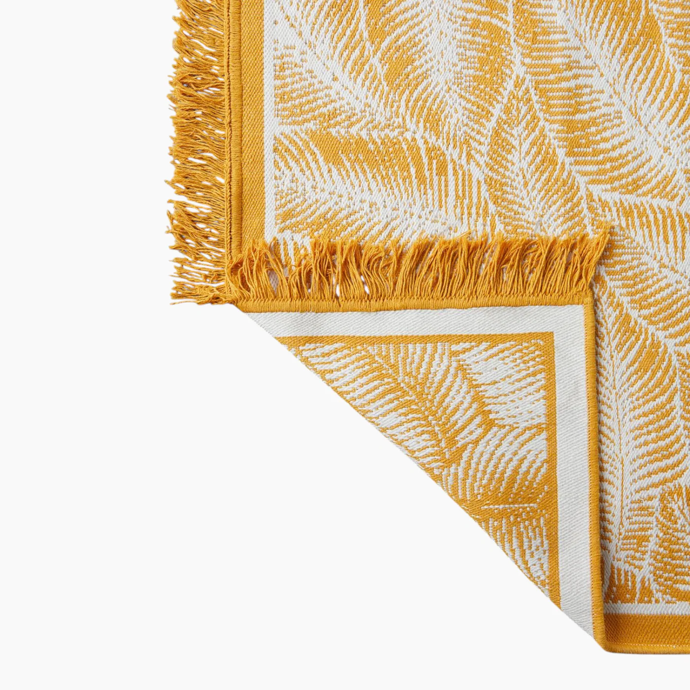 EH Living Leaves Woven Rug 80x150 cm Mustard - Image 3