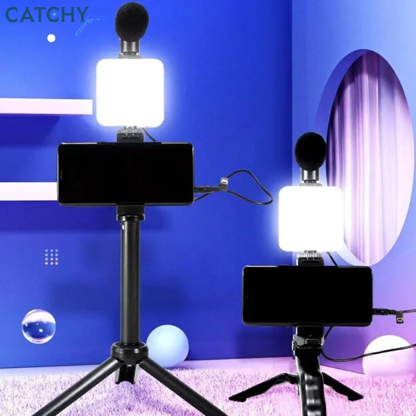 LED Fill Light Cell Phone Tripod Kit With Mic Mobile Phone For Live Streaming - Image 5