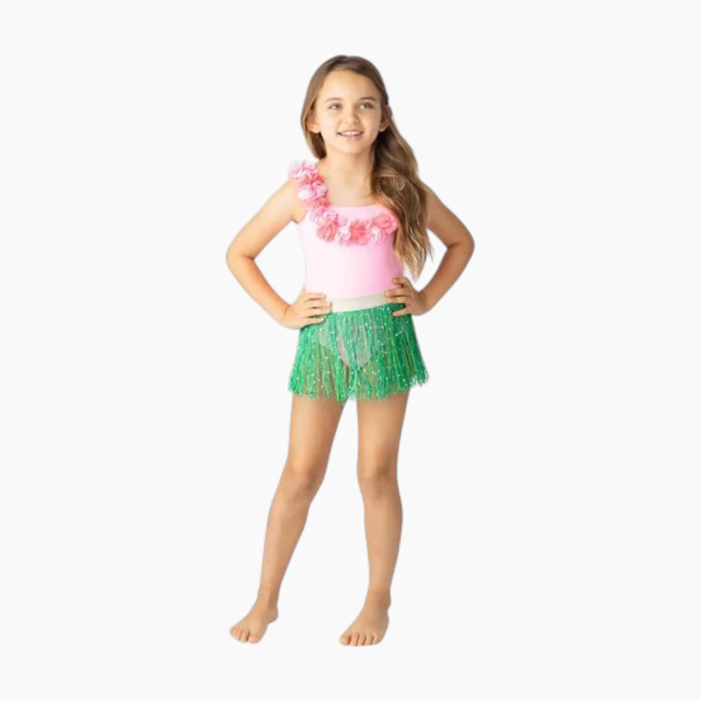 Shade Critters Light Pink Hula Girl Swimsuit + Seagrass Fringe Skirt - Image 4