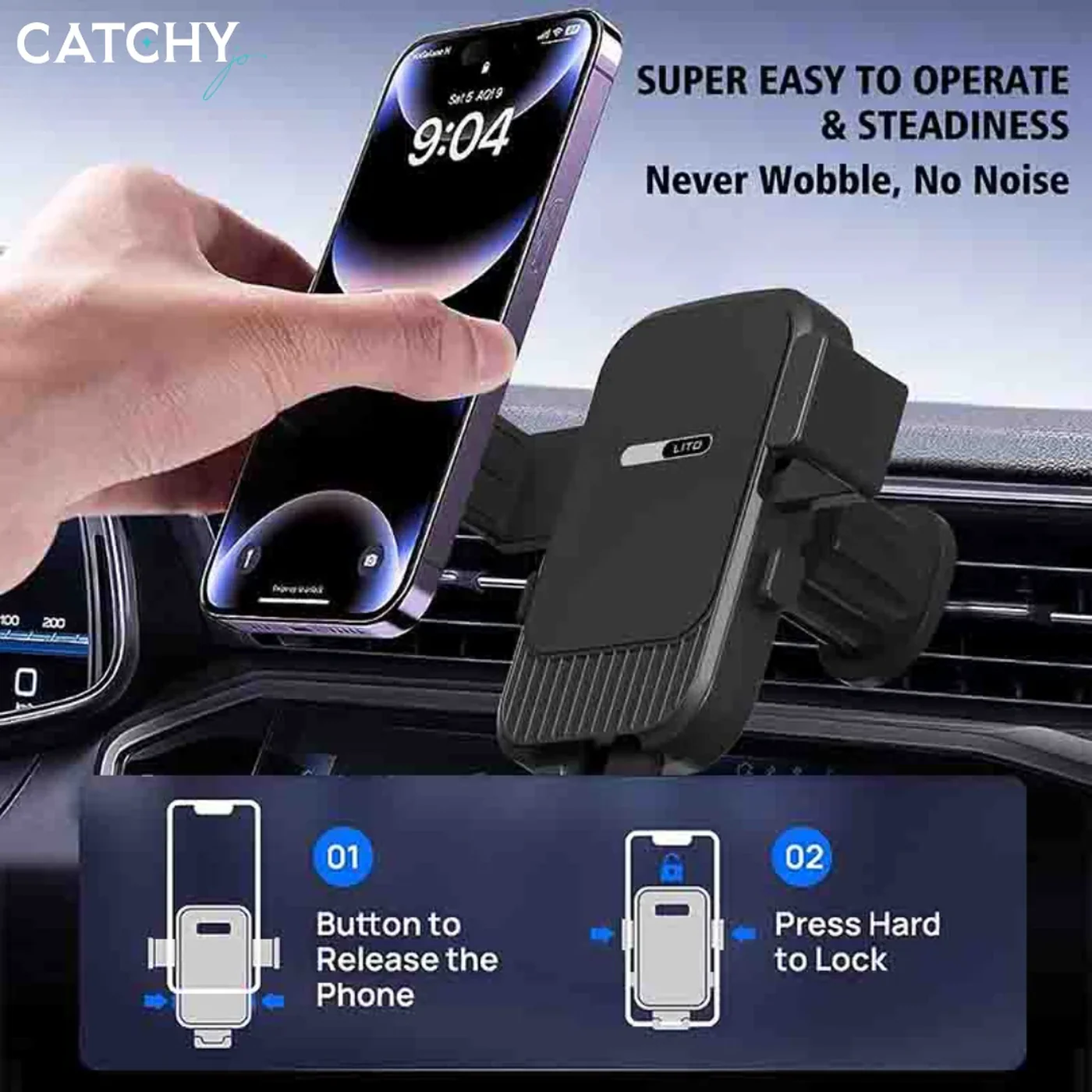 LITO LT‑W08 Gravity Car Phone Holder - Image 2