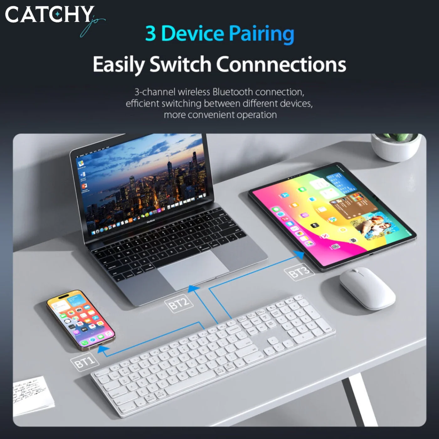 LK Series Universal Bluetooth Keyboard with Triple Bluetooth Connection - Image 3