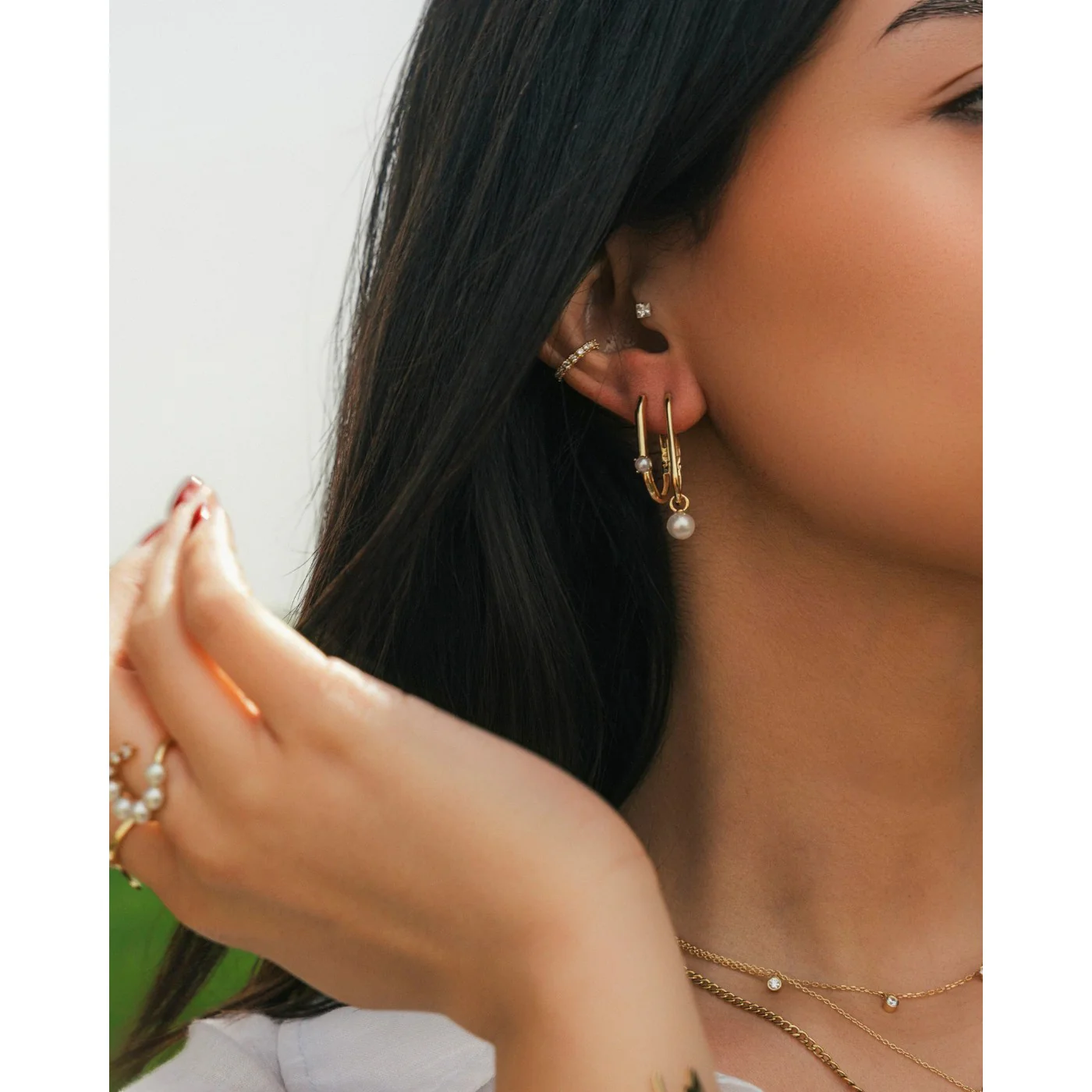 Joy Jewels Long Pearl Drop Earrings - Image 2