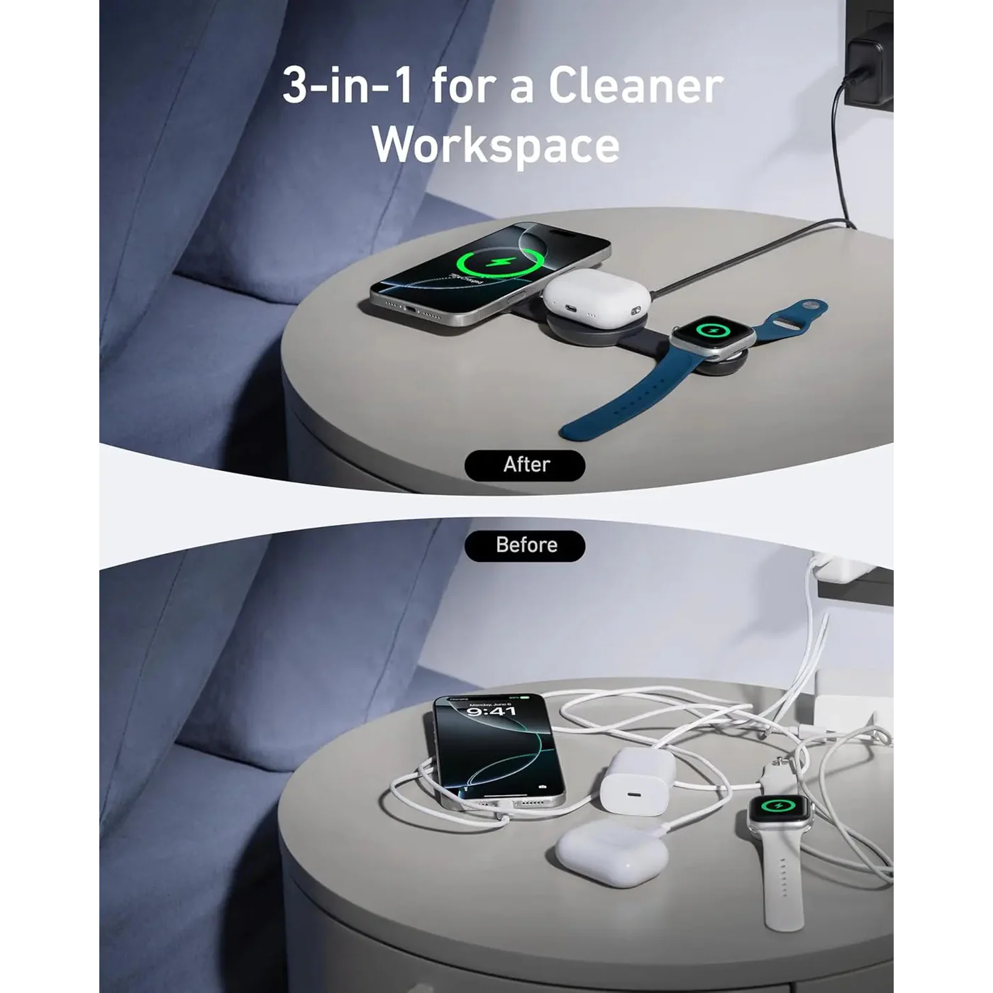 MagGo MagSafe Compatible 3-In-1 Charger, Qi2 Certified 15W Fast Charger - Image 4