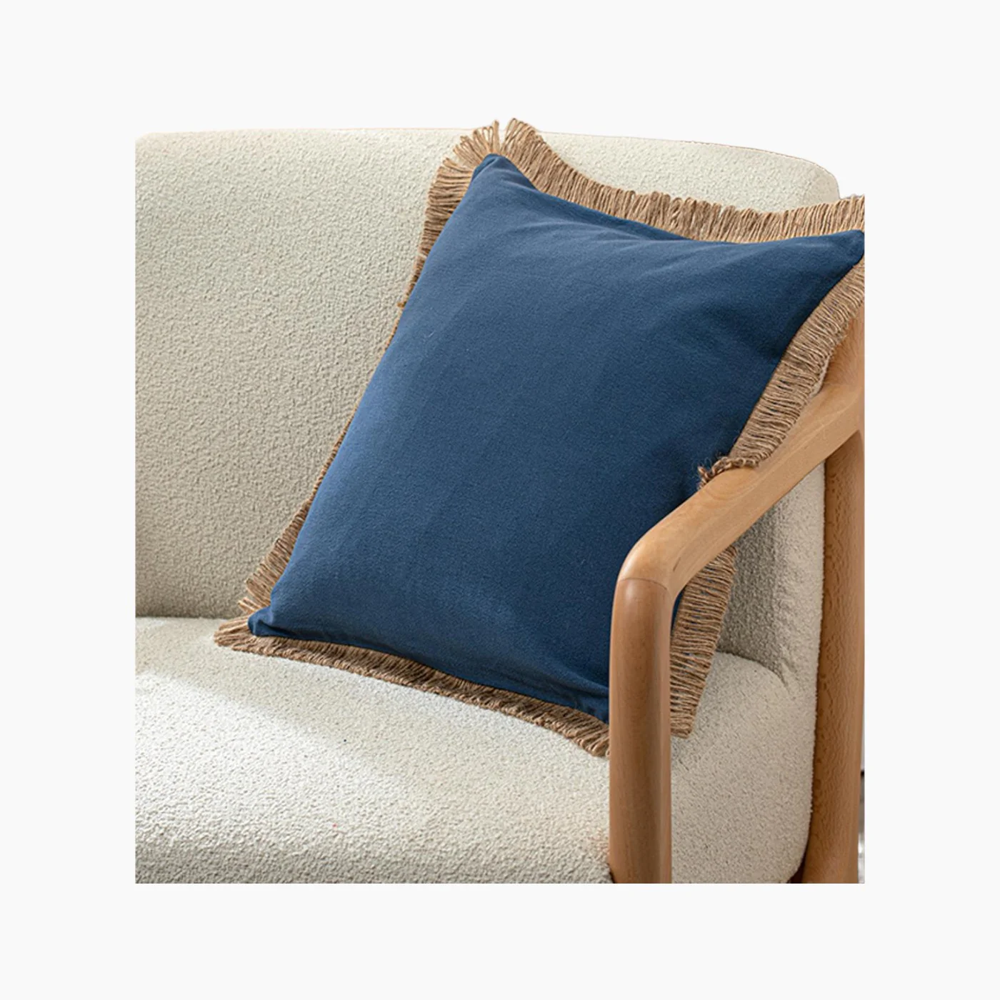 EH Living Marine Glory Jute piped Toss Pillow Cover 45x45 cm İndigo