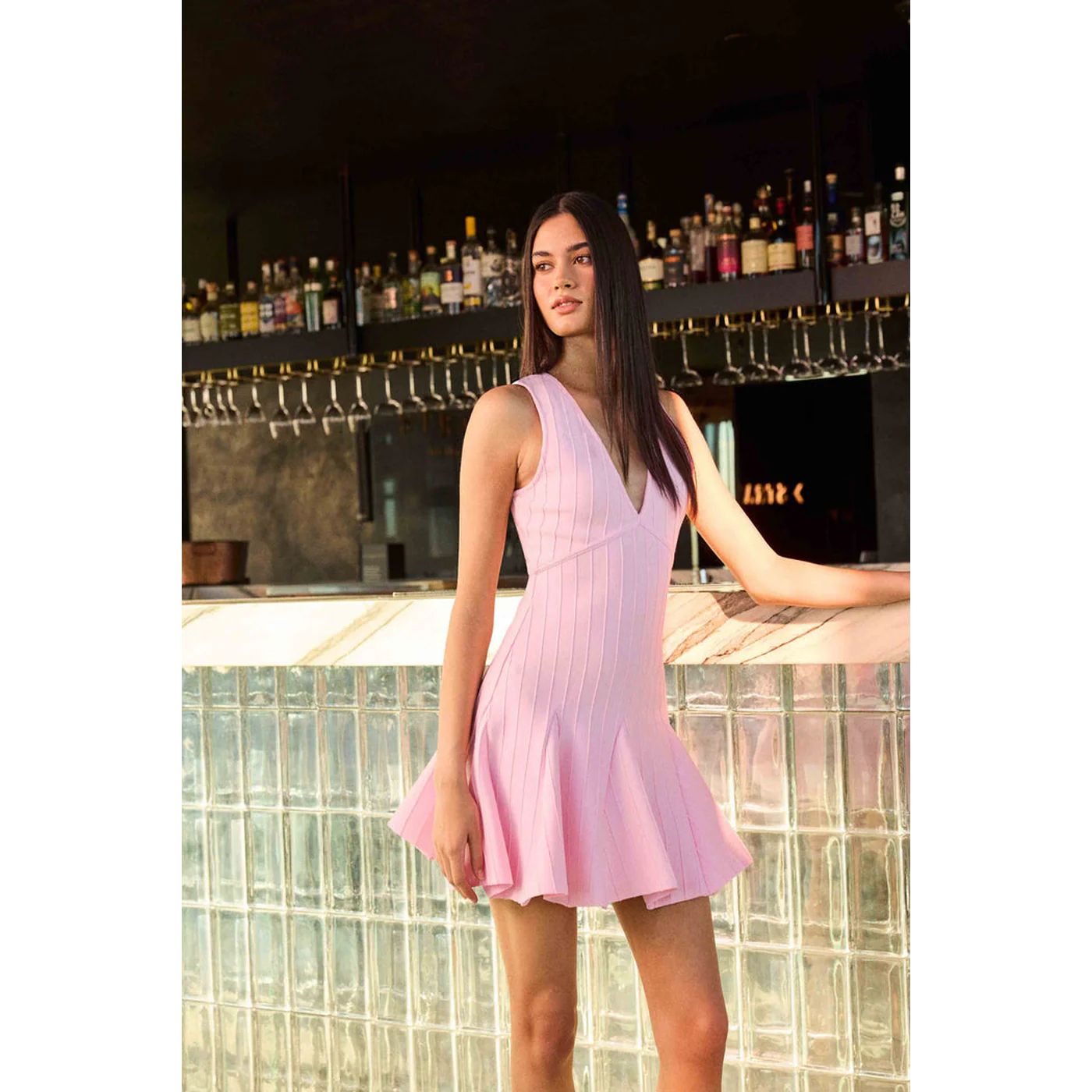 Elliatt Marla V-Neck Mini Dress in Pink - Image 8