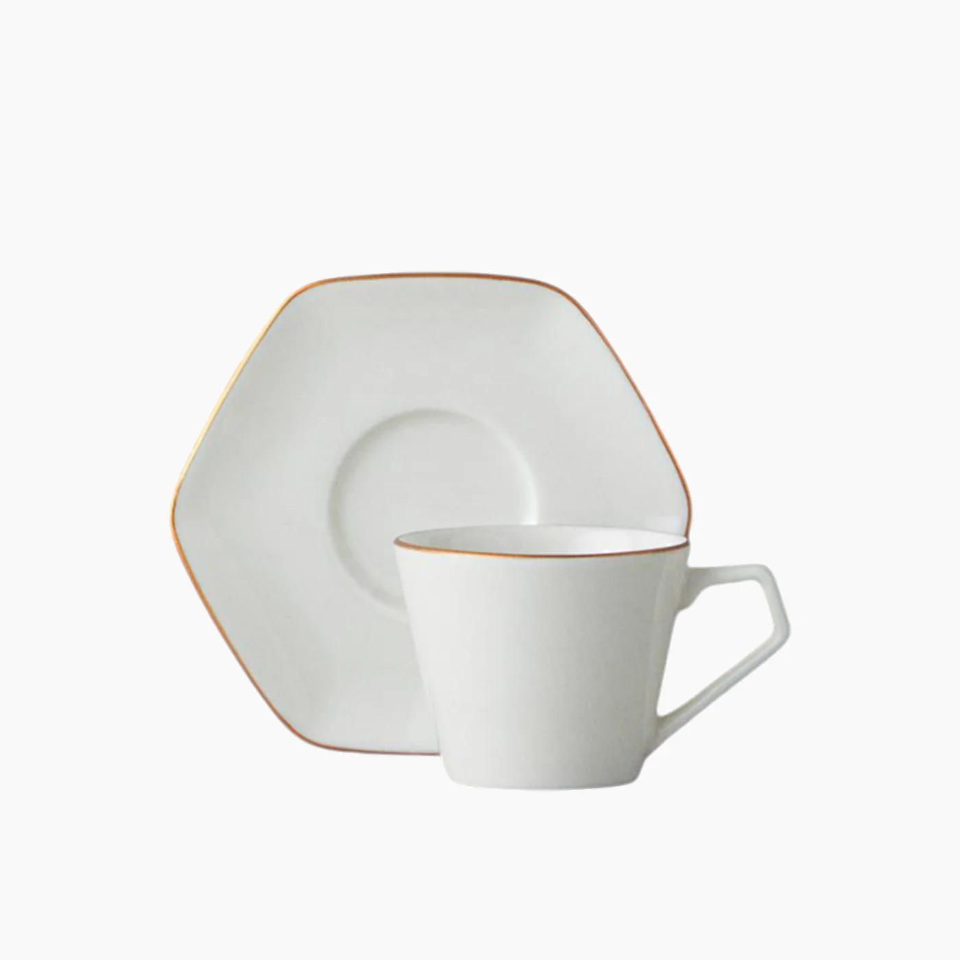 EH Living Marlin Bone Porcelain 12 Pieces 6 Servings Coffee Cup Set 80 ml Gold - Image 2