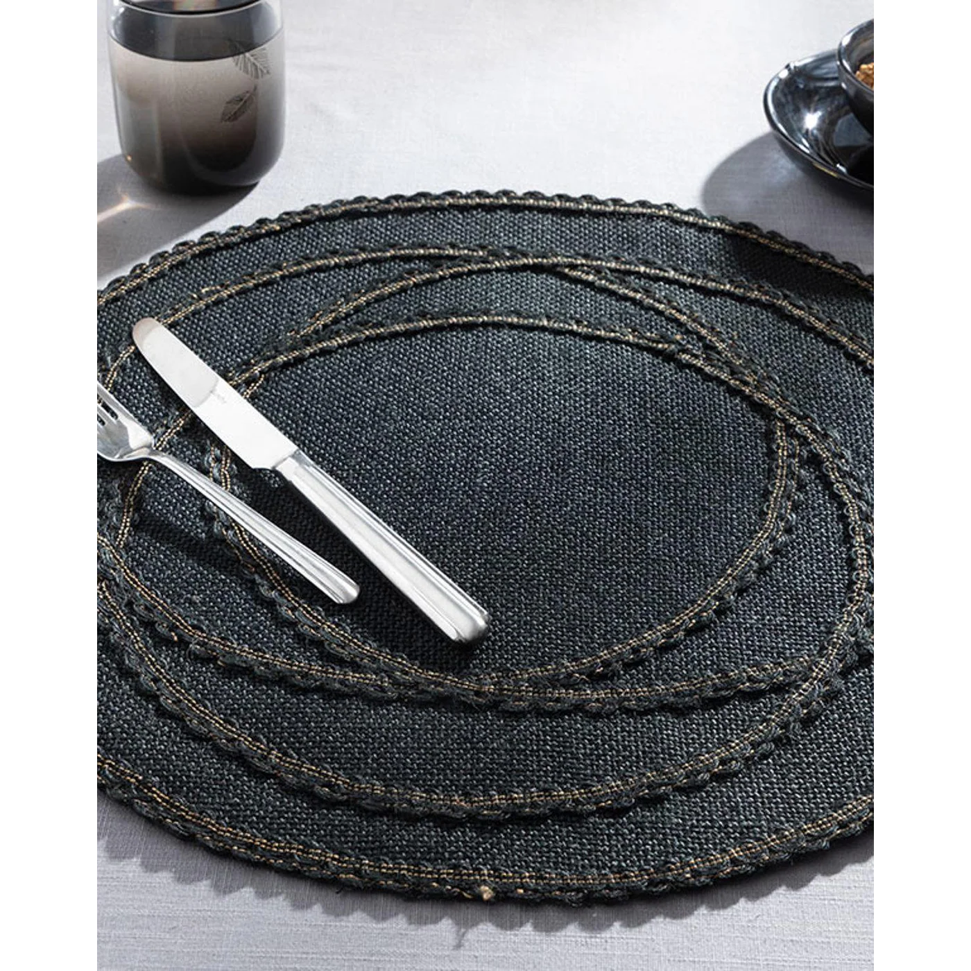 EH Living Marta Jute Single Table Mat 38 cm Black - Image 2