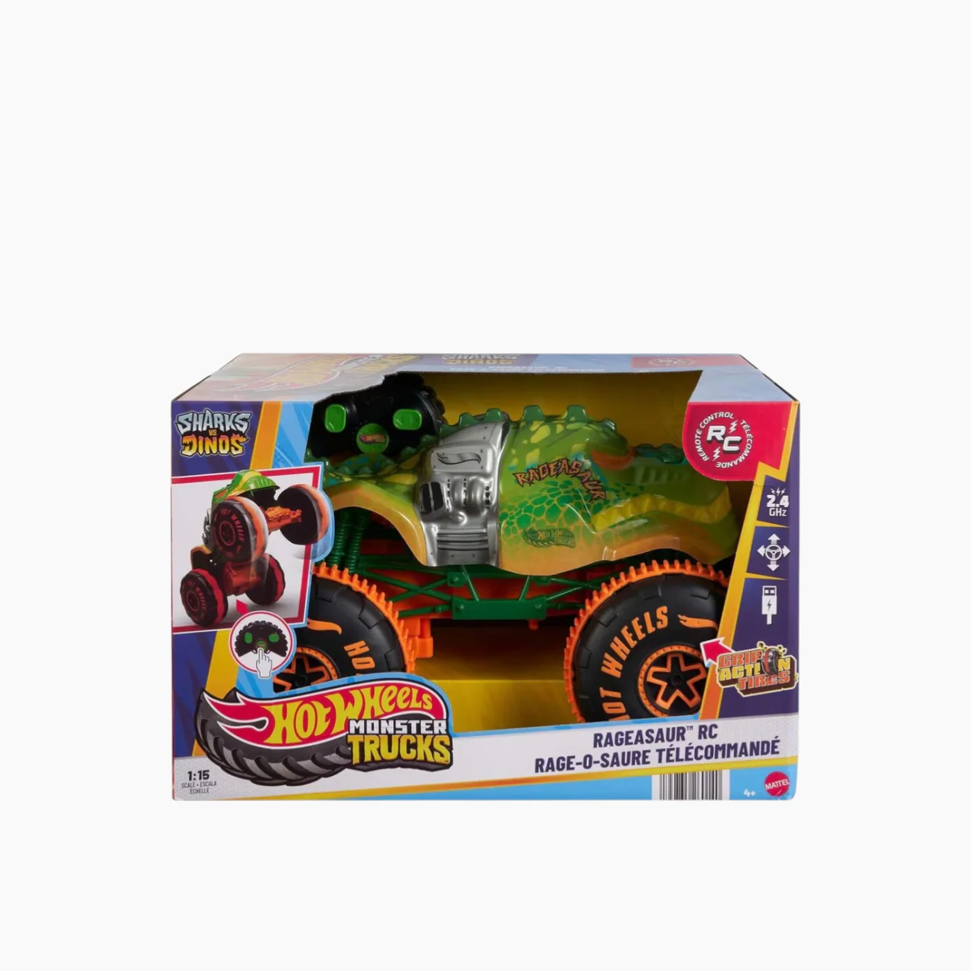 Hot Wheels R/C 1:15 Monster Trucks Sharks vs Dinos - Image 5