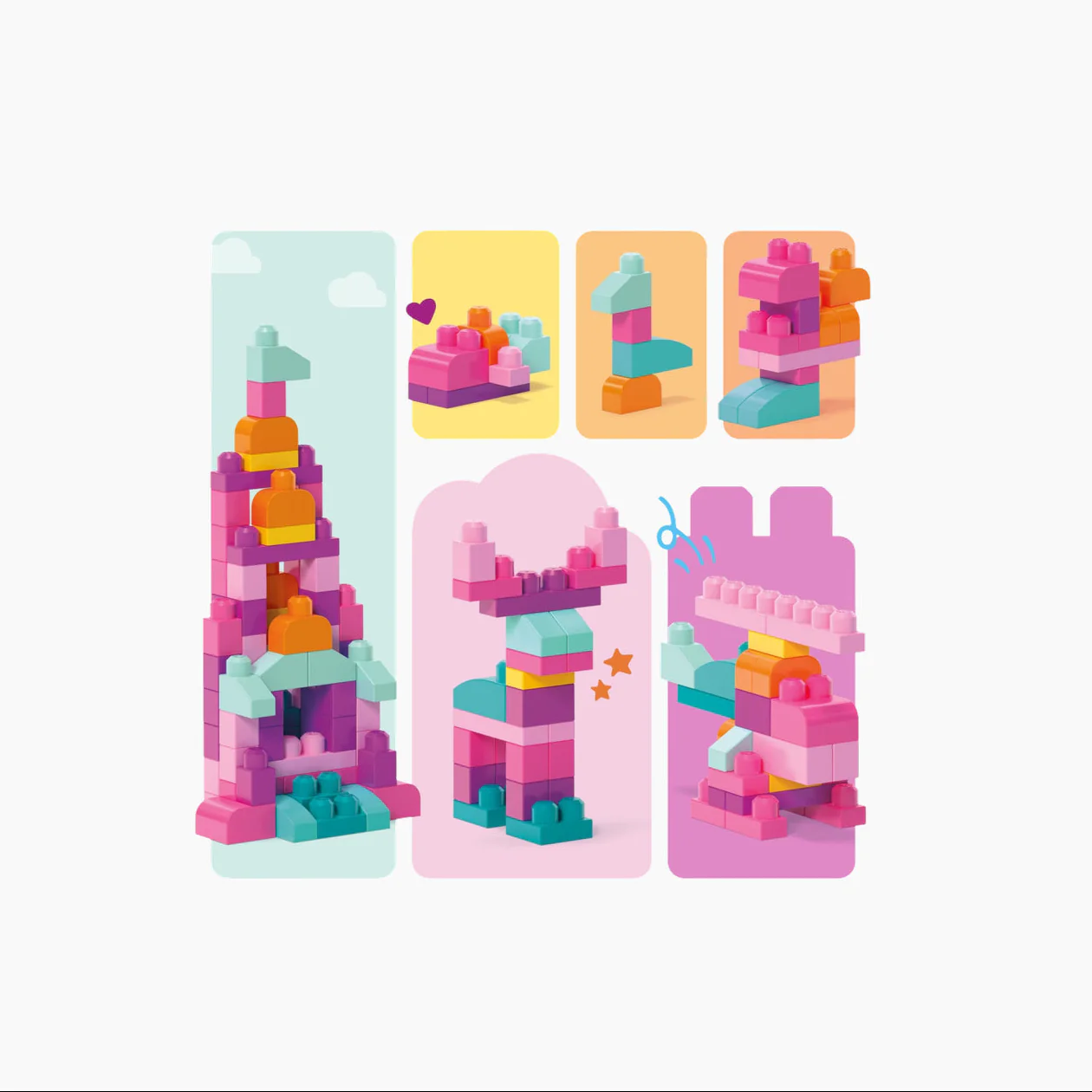 Mattel Mb First Builders Big Building Bag 80 Pcs Pink