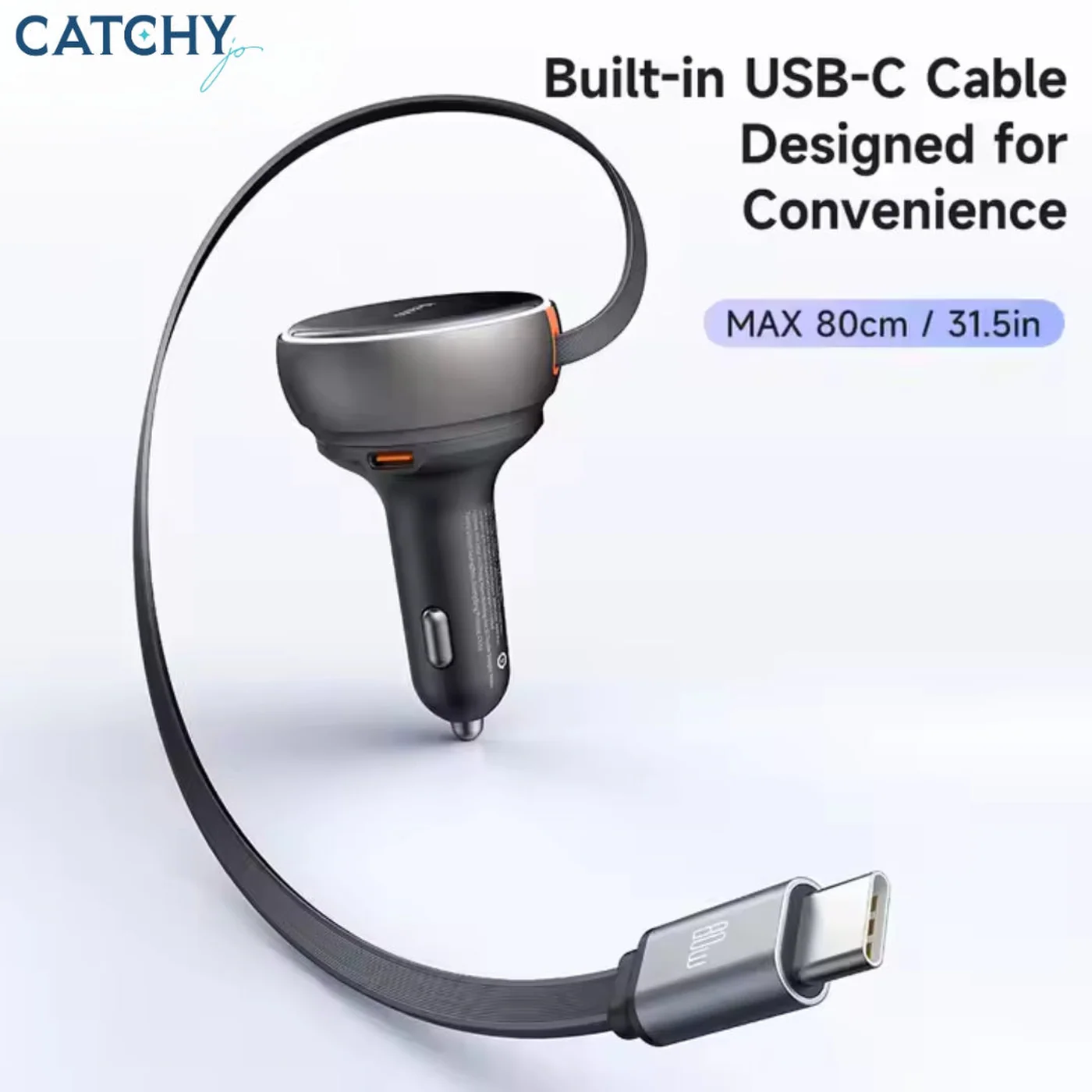 MCDODO 485 Car Charger With Type-C Retractable Cable (80W) - Image 2