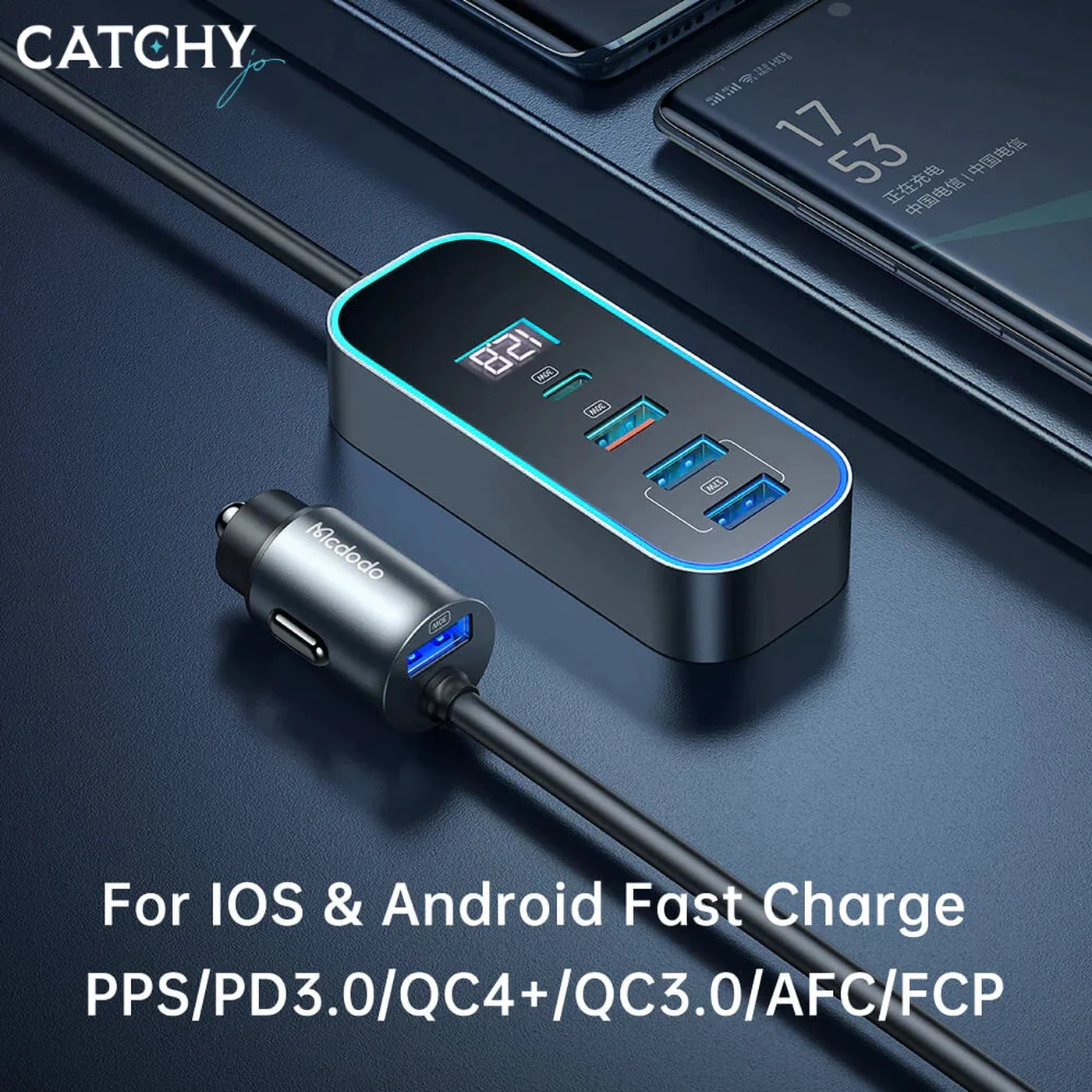 MCDODO CC-1900 Digital Display Car Charger 5 Ports (107W) - Image 4