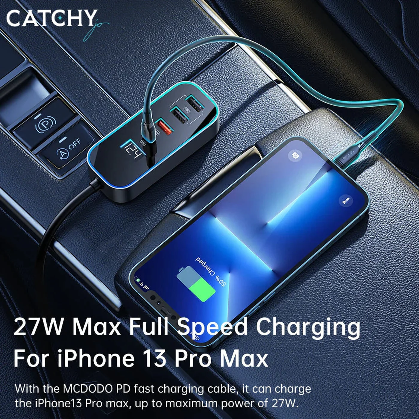 MCDODO CC-1900 Digital Display Car Charger 5 Ports (107W) - Image 5