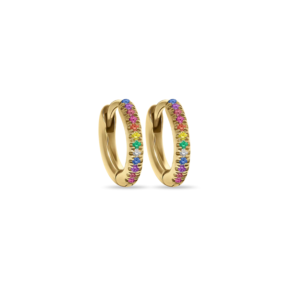 Baby Chic Fine Jewelry Mini Rainbow Diamond Hoops Earrings