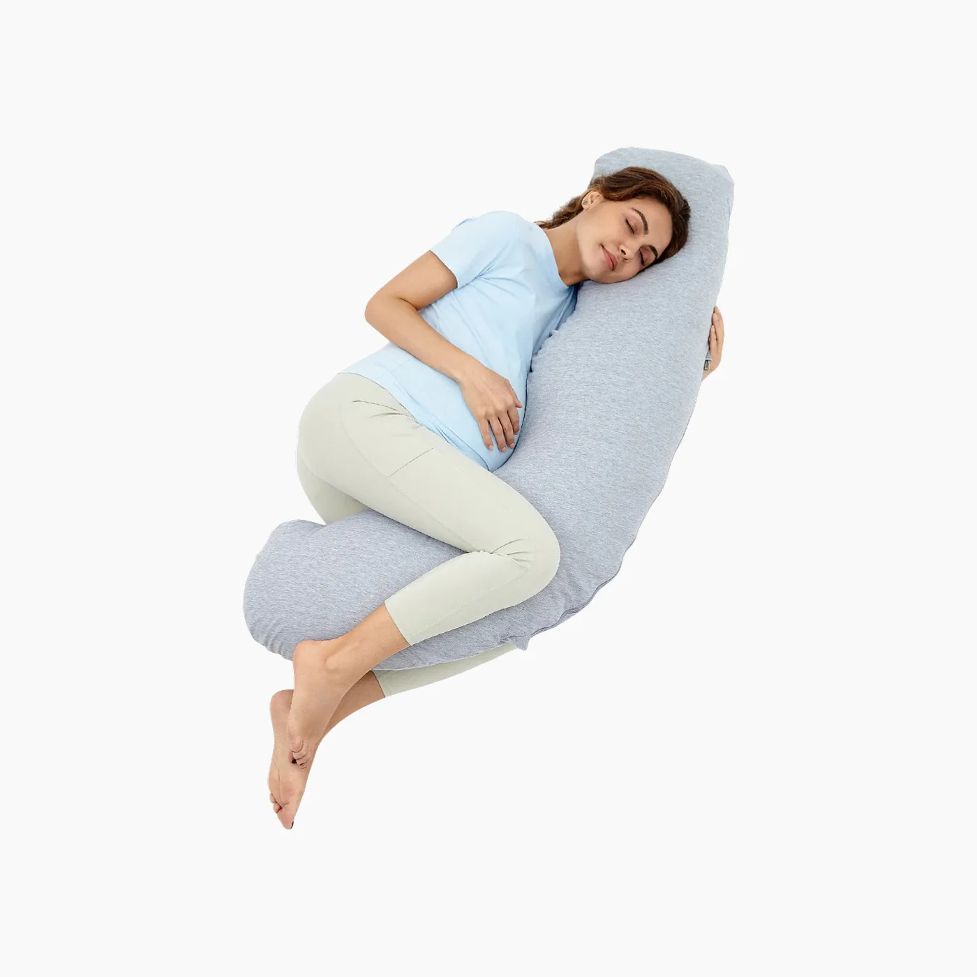 Momcozy J-Shaped Maternity Body Pillow (Grey) - Image 3