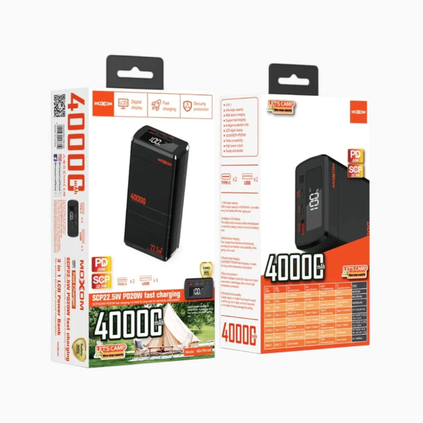 Moxom MX-PB171 2 Built-in Connectors With Flashlight Power Bank (50000mAh) - Image 3