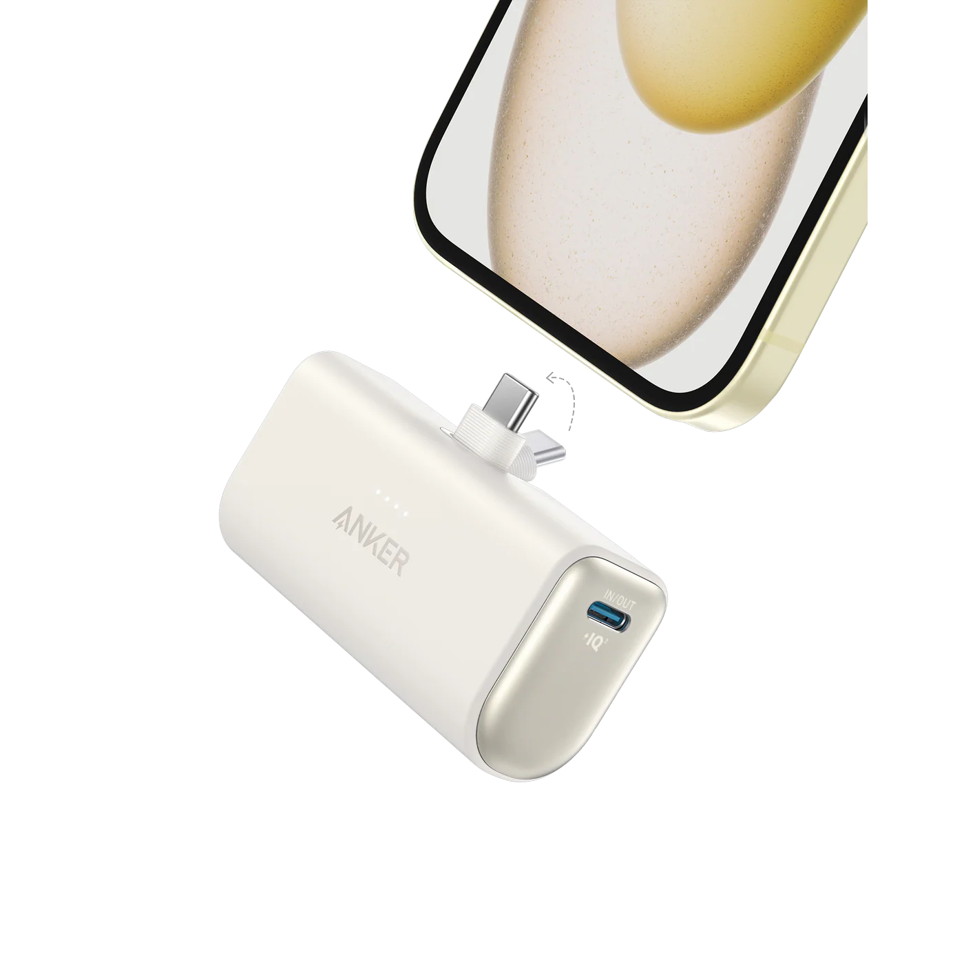 MagGo Nano Power Bank (5K - 22.5W), Built-In USB-C Connector White - Image 2