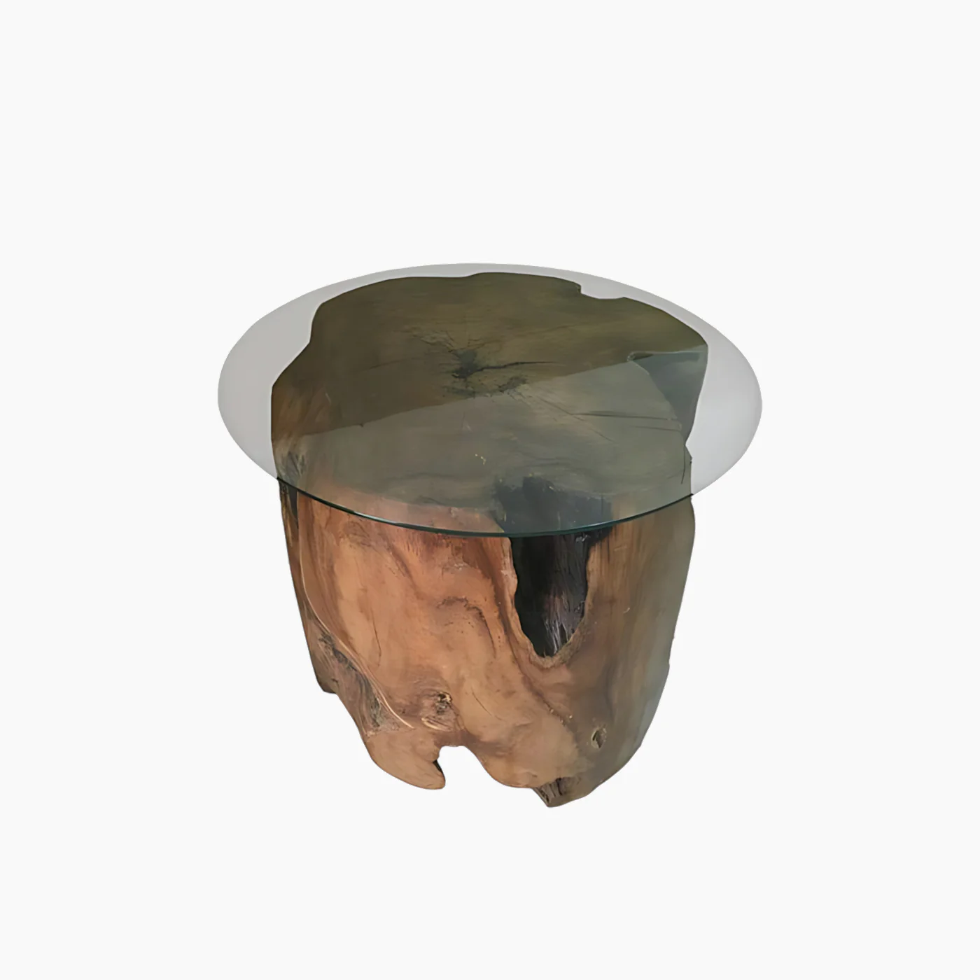 Natural SOLID Glass Wood Side Table
