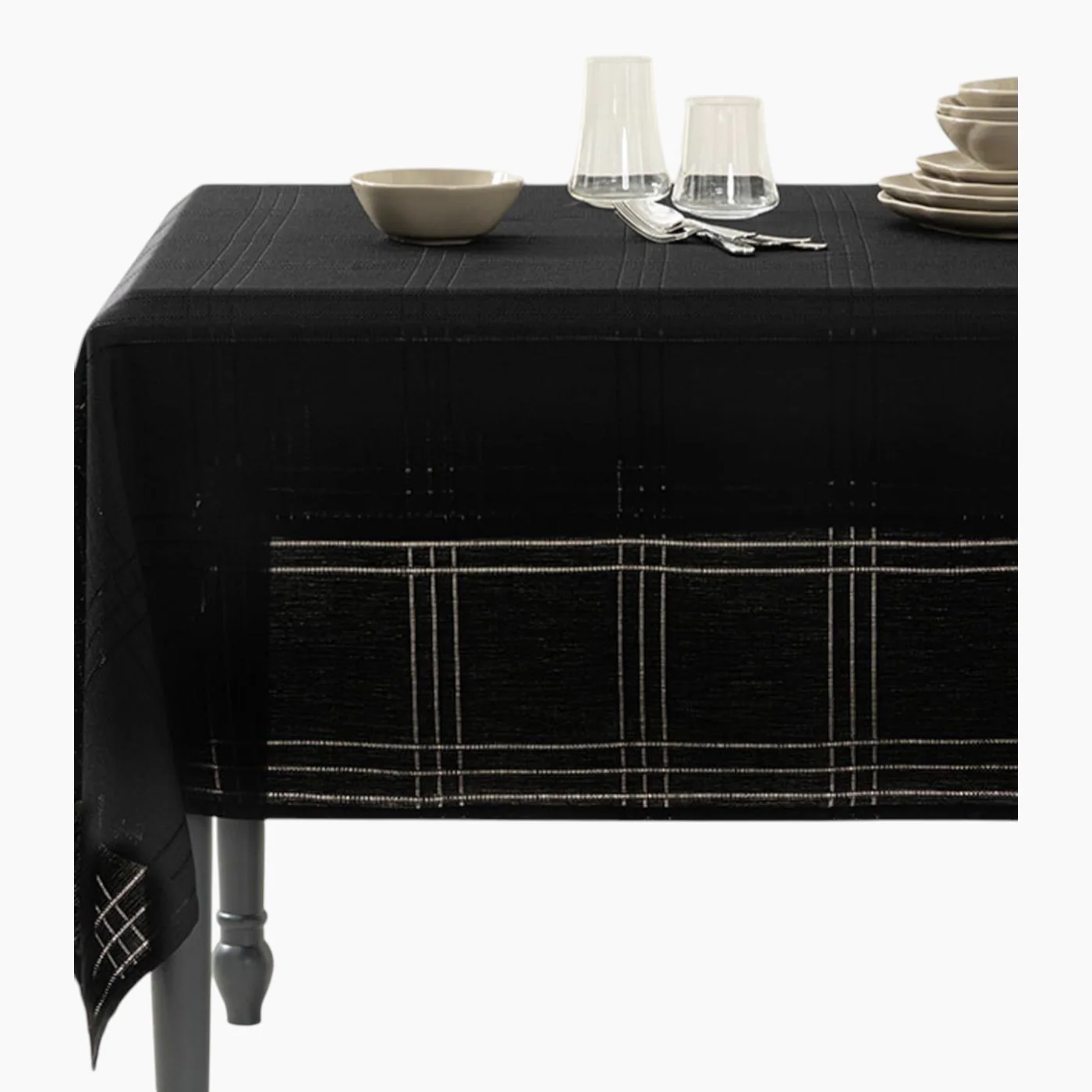 EH Living Navy Polyester Ajour Fabric Table Cloth 150x200 cm Black - Image 2