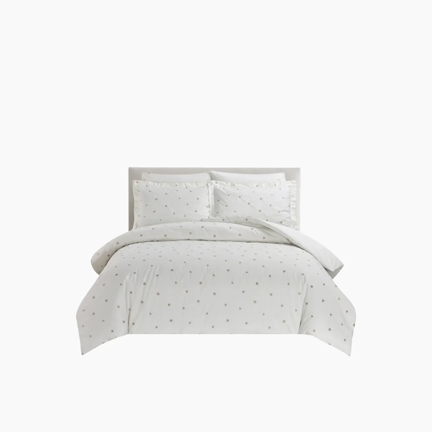 Nova Home Clover Cotton Comforter Set King/Super King 6 Pcs White/Gold