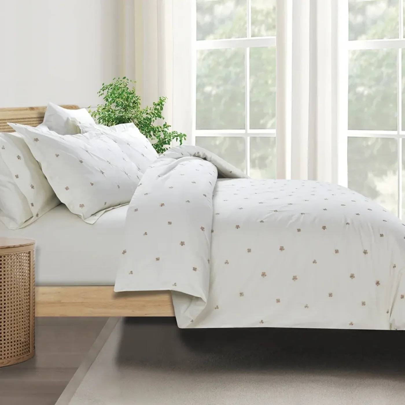 Nova Home Clover Cotton Comforter Set King/Super King 6 Pcs White/Gold - Image 9