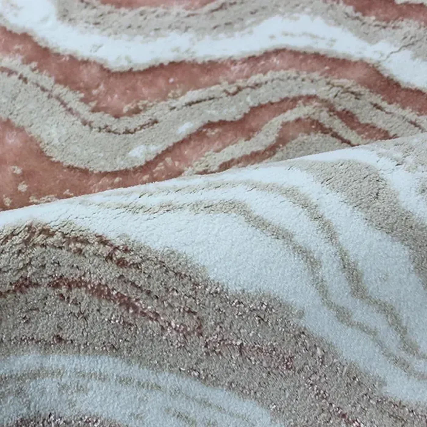 Nova Home Stone Wave Bath Rug - Cotton & Viscose - 60X100 Cm - Powder - Image 2