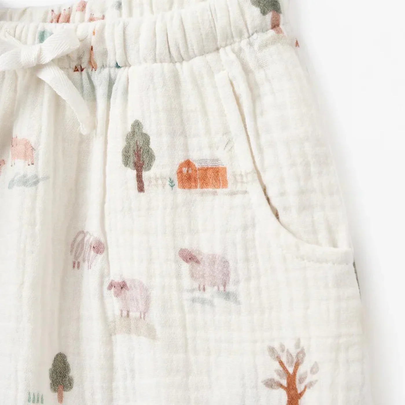 On The Farm Knit Henley Organic Muslin Short Set - Image 3