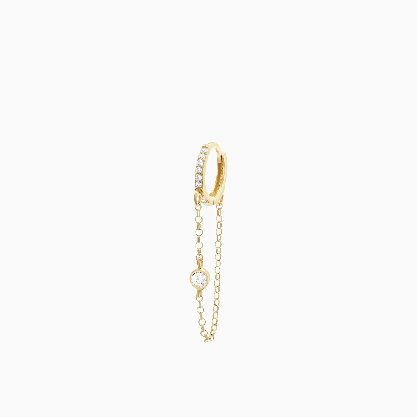 Joy Jewels One Stone Chain Drop Hoop Earrings