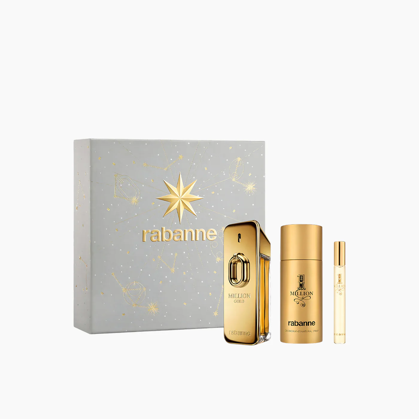 Paco Rabanne Million Gold Intense EDP 100Ml + Intense EDP 10Ml + Deodorant Spray 150Ml Gift Set For Men
