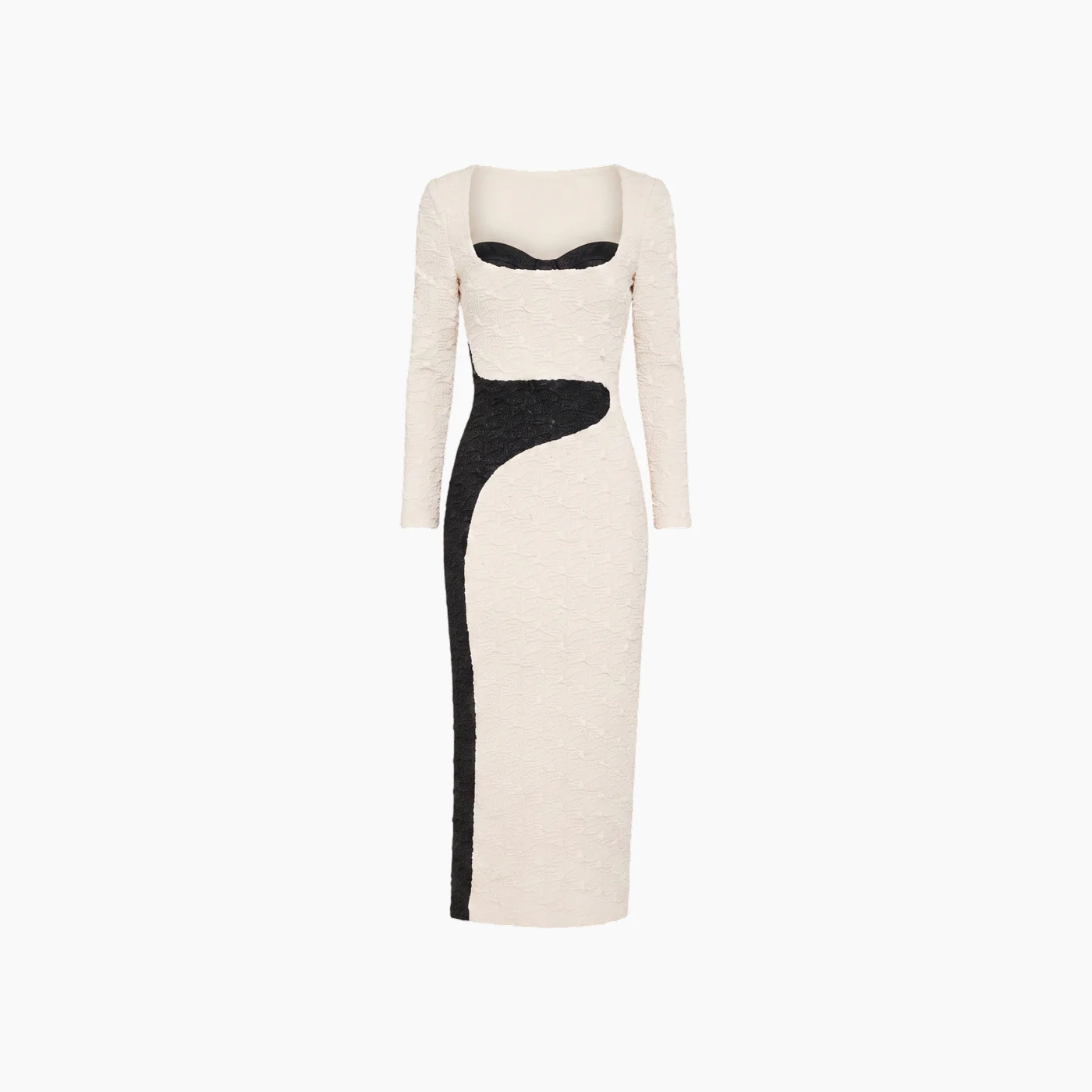 Elliatt Paloma Long Sleeve Midi Dress in Black and White