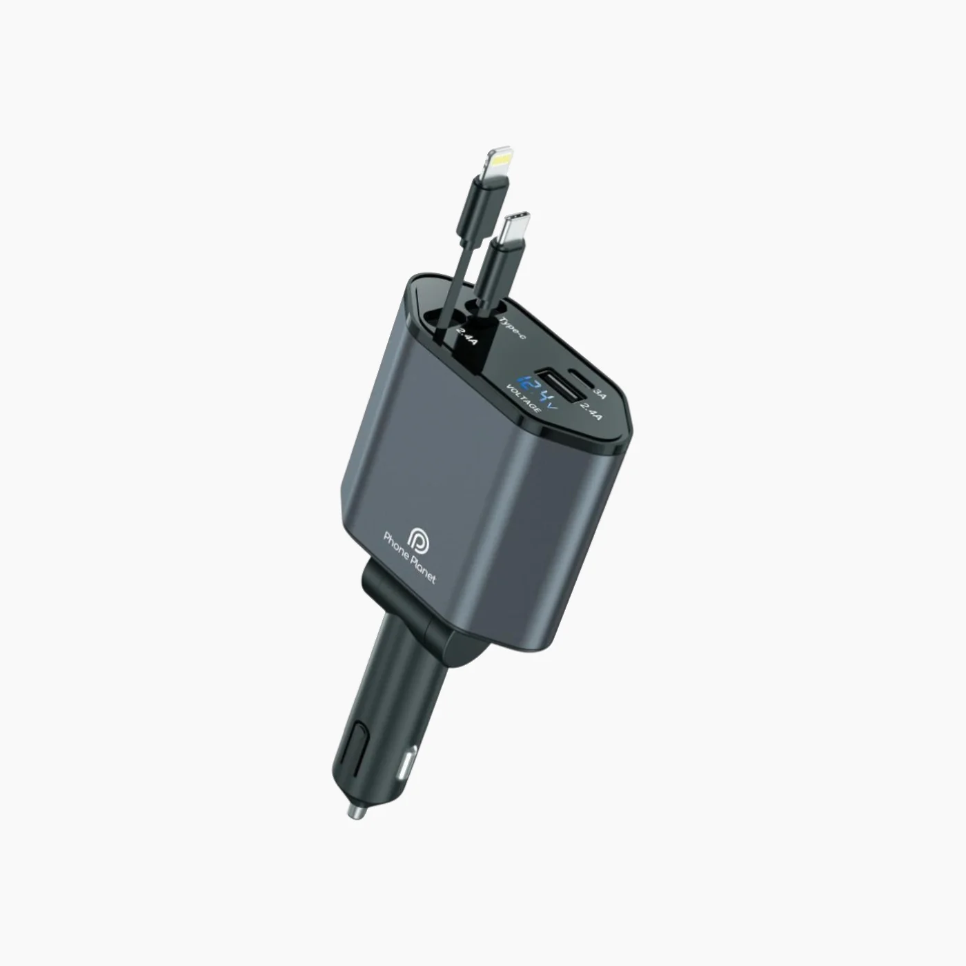 Phone Planet 4 in 1 Retractable Car Charger (120W)