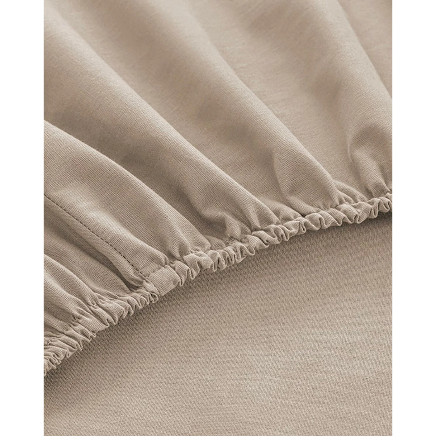 EH Living Plain Cotton Single Size Plus Fitted Sheet 120x200 cm Coffee Foam