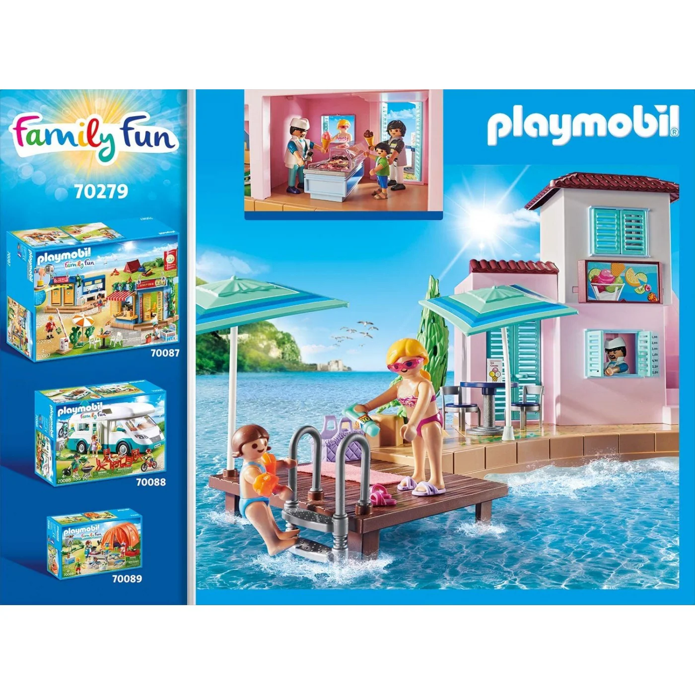 Playmobil Waterfront Ice Cream Shop Toy Playset - Image 7