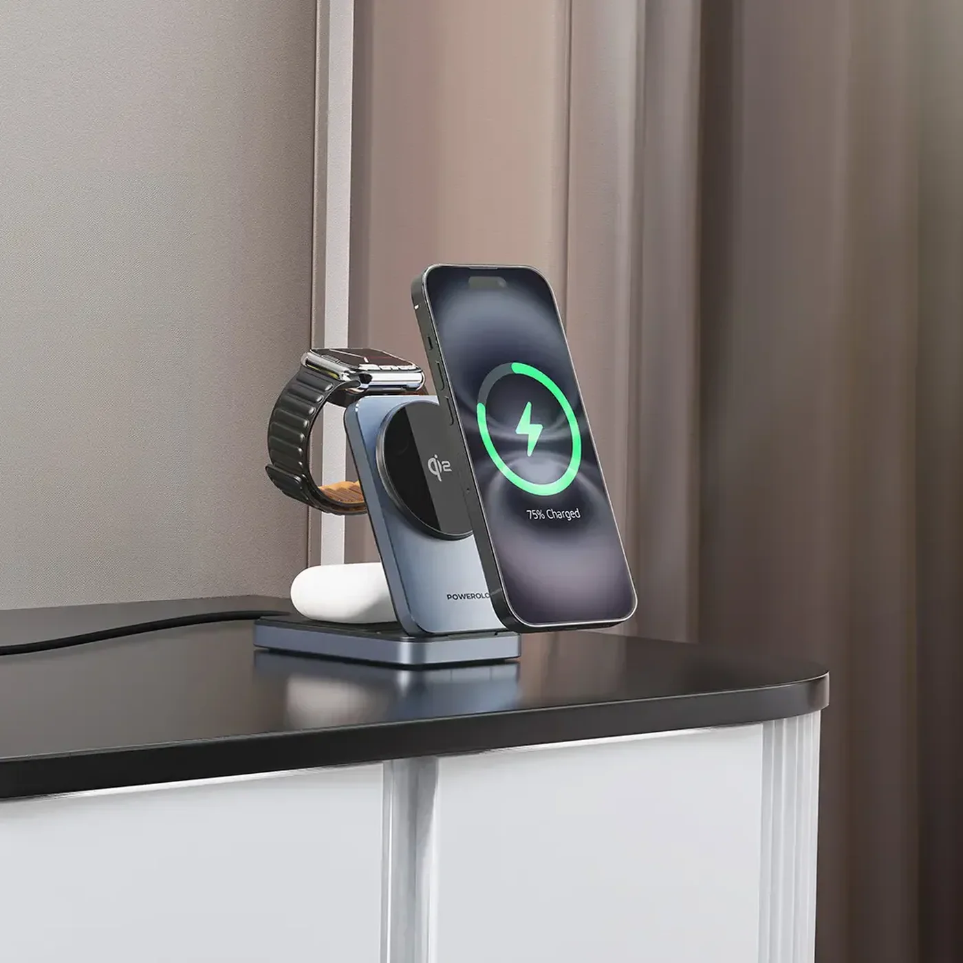 Powerology Foldable 3-in-1 Qi2 Wireless Charger - Image 7
