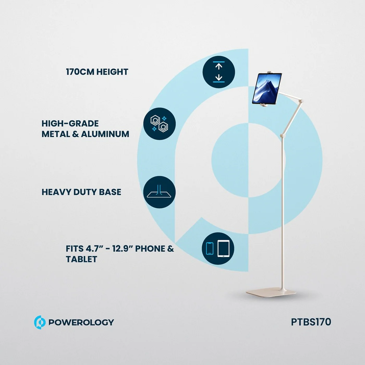 WiWU Powerology Multi-Joint Floor Stand Metal Base Phone & Tablet - Image 3
